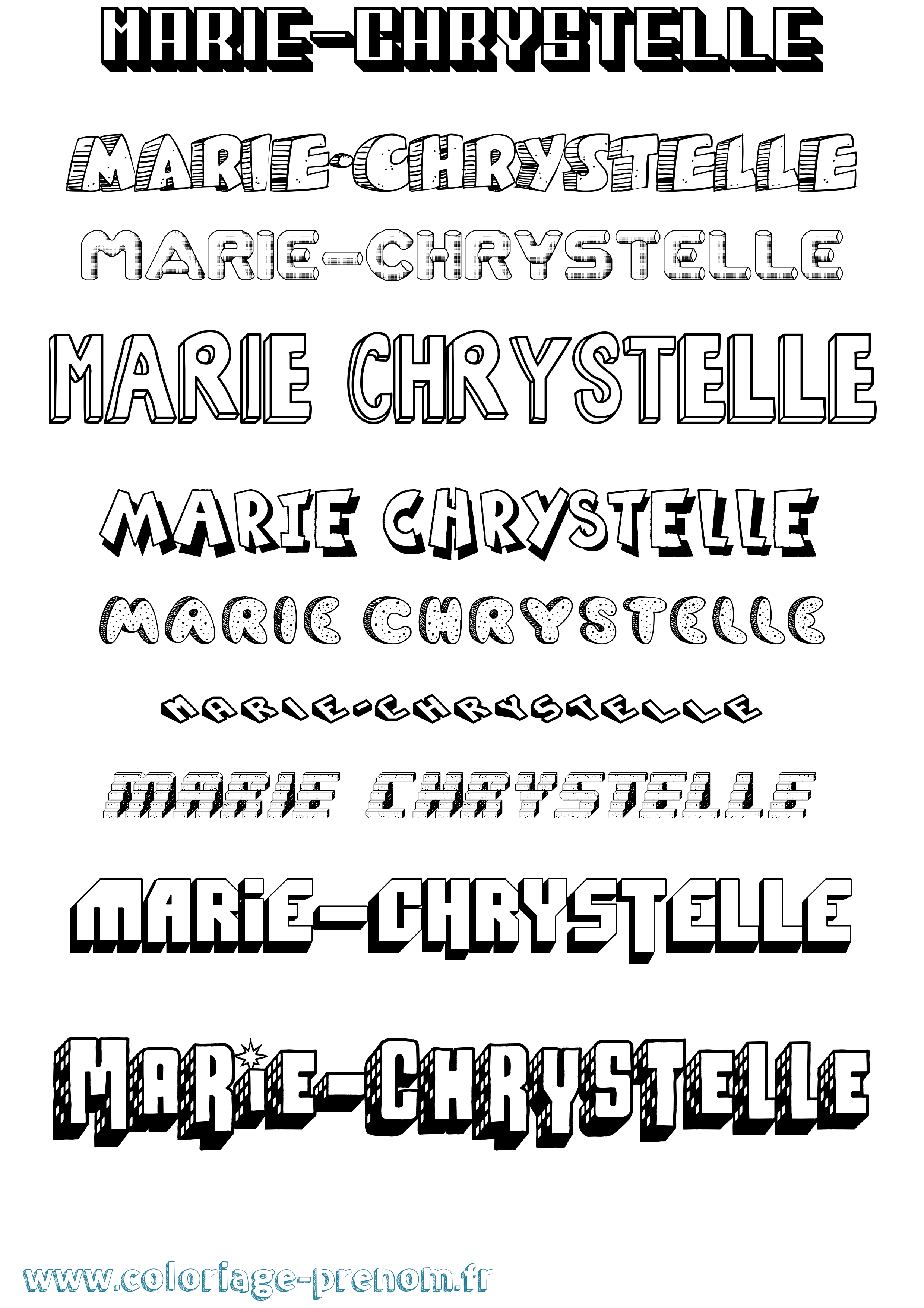 Coloriage Marie-Chrystelle Effet 3D Coloriage prénom Marie-Chrystelle Effet 3D