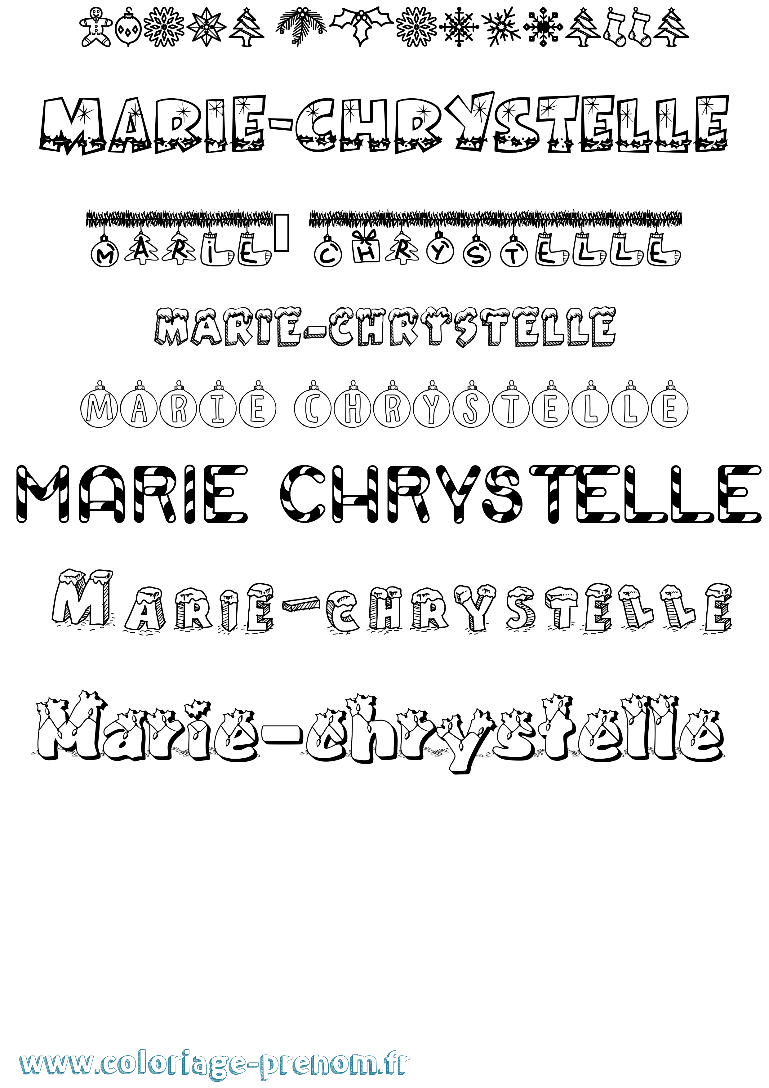 Coloriage Marie-Chrystelle Noël Coloriage prénom Marie-Chrystelle Noël