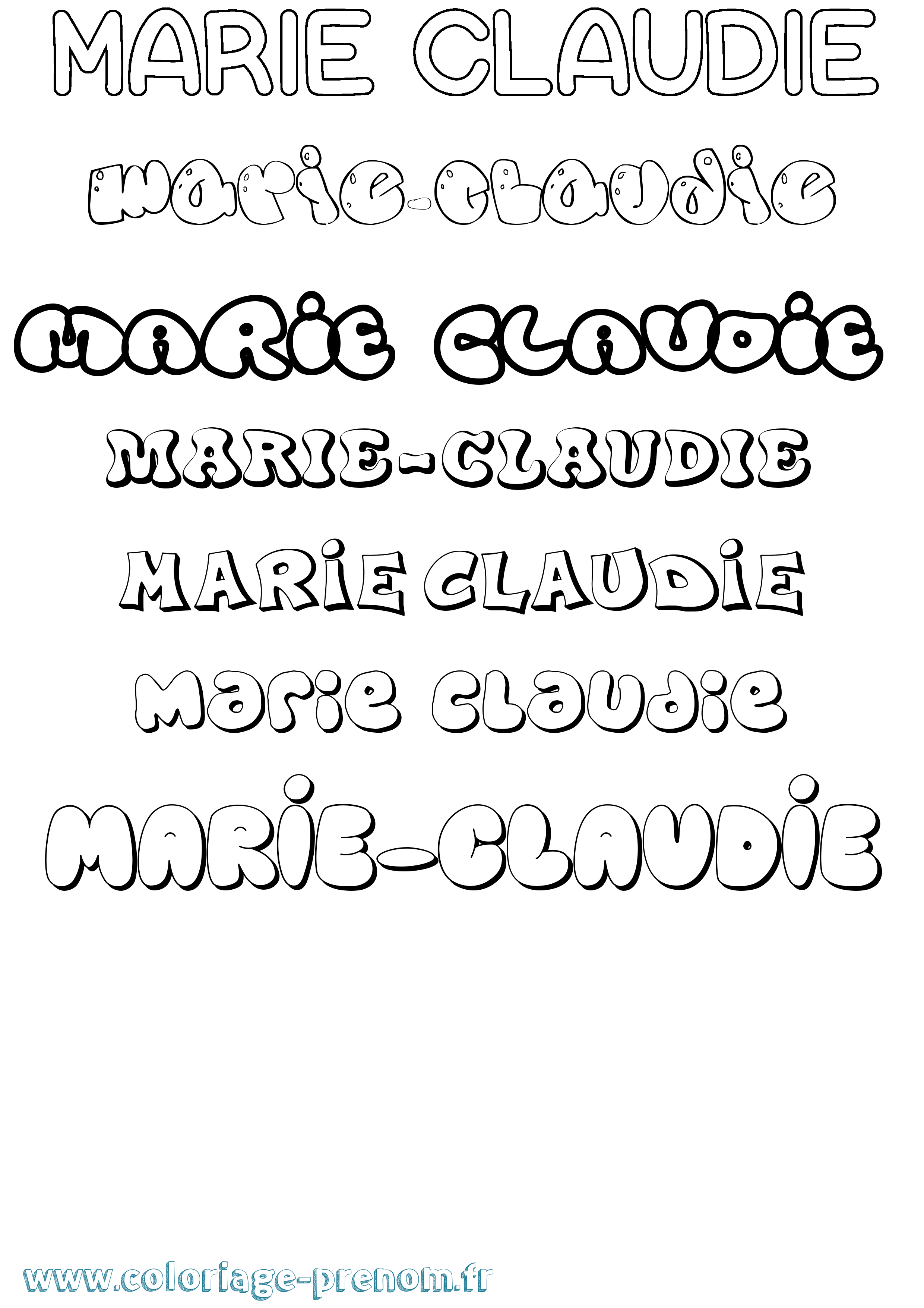 Coloriage Marie-Claudie Bubble Coloriage prénom Marie-Claudie Bubble