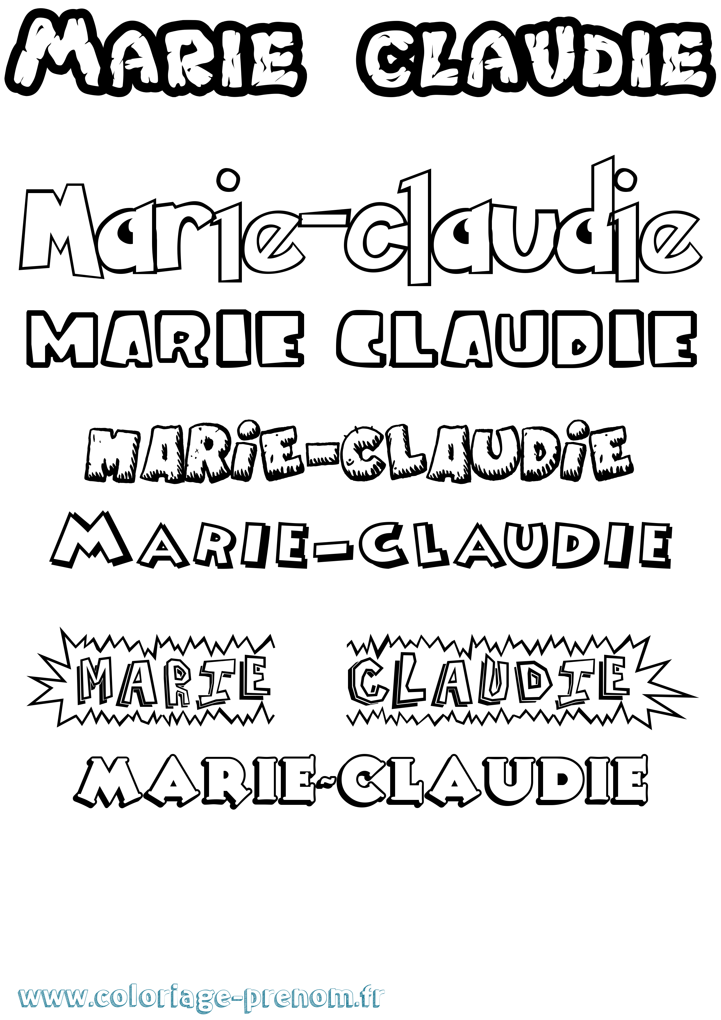 Coloriage Marie-Claudie Dessin Animé Coloriage prénom Marie-Claudie Dessin Animé