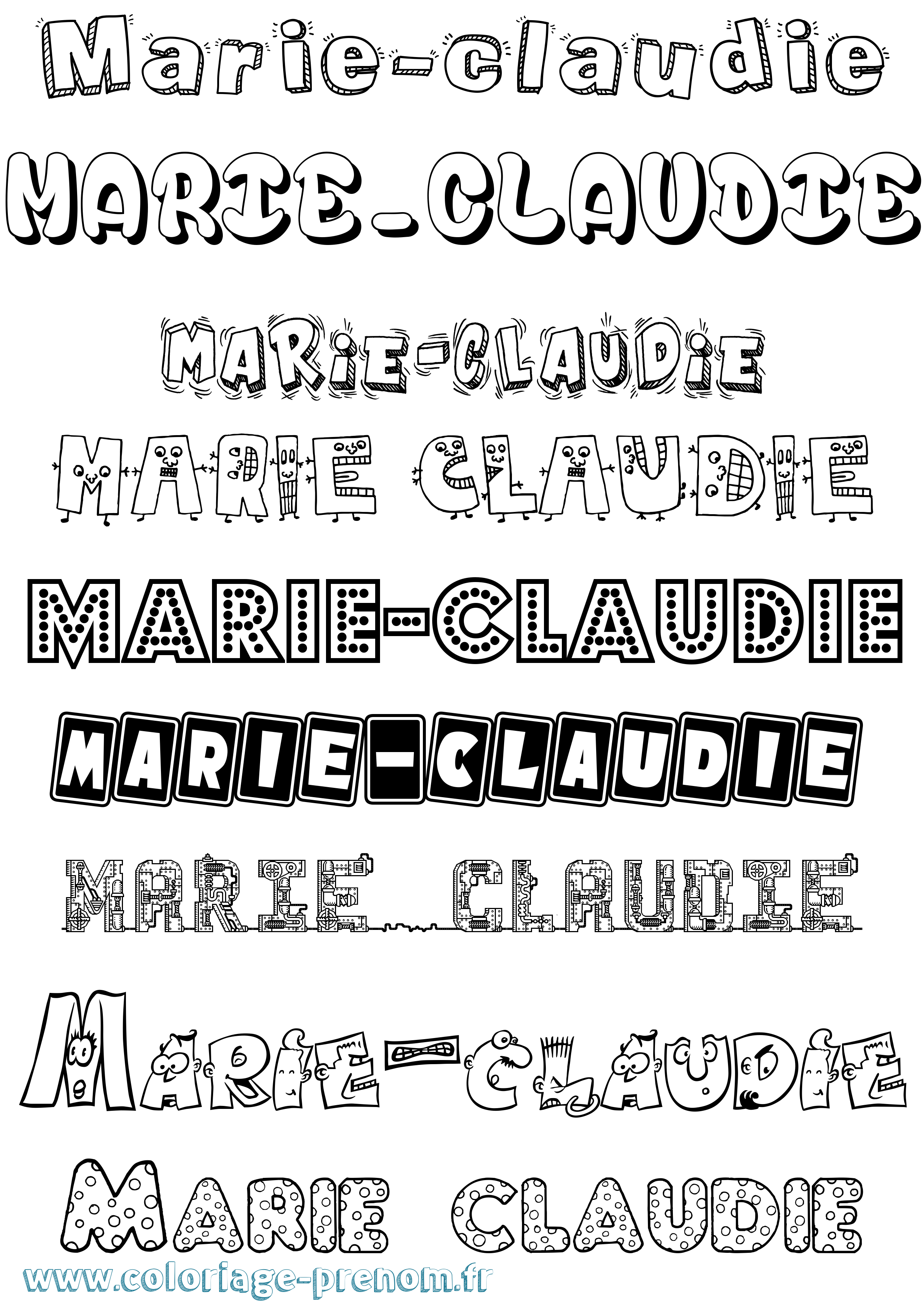 Coloriage Marie-Claudie Fun Coloriage prénom Marie-Claudie Fun