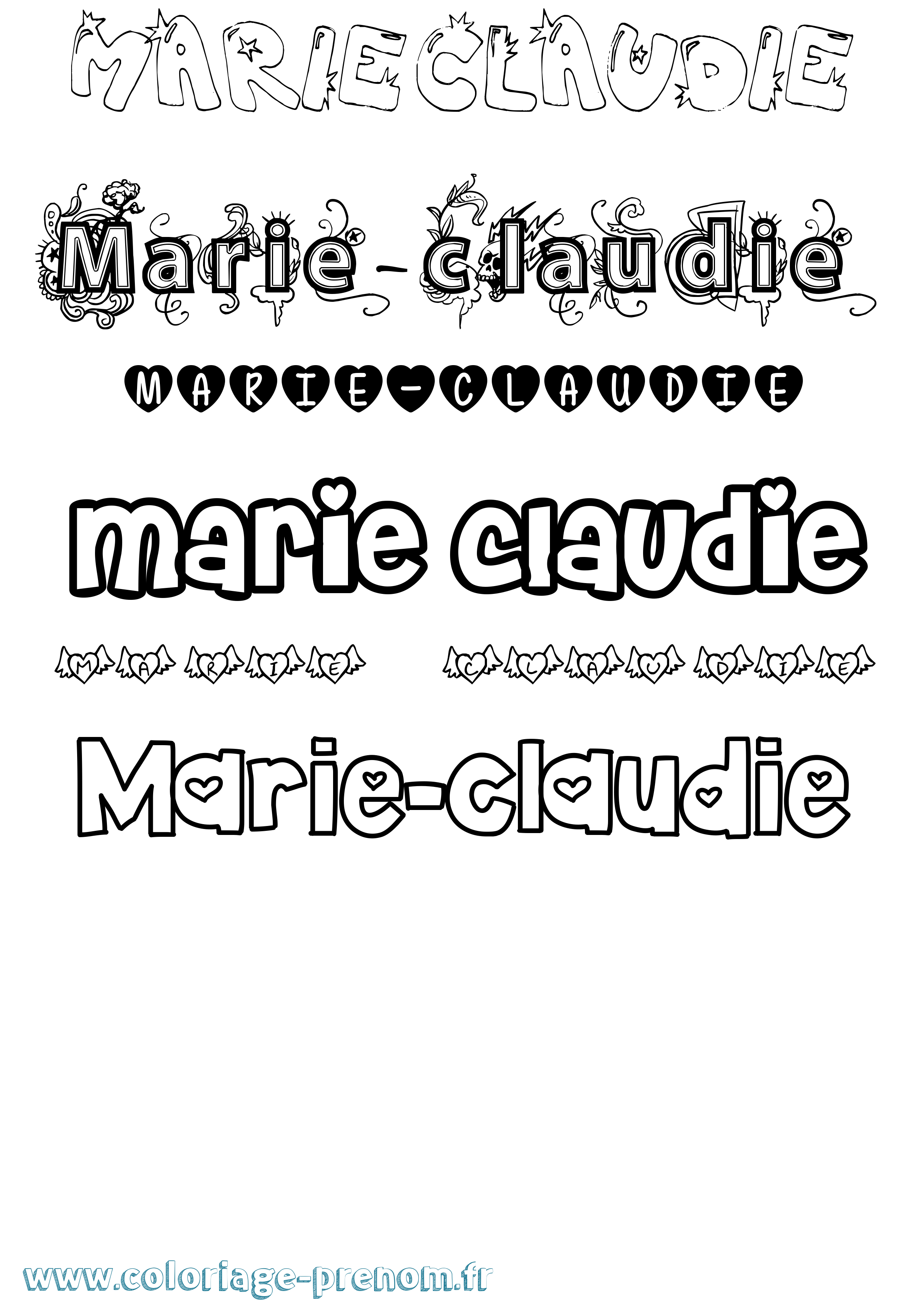 Coloriage Marie-Claudie Girly Coloriage prénom Marie-Claudie Girly