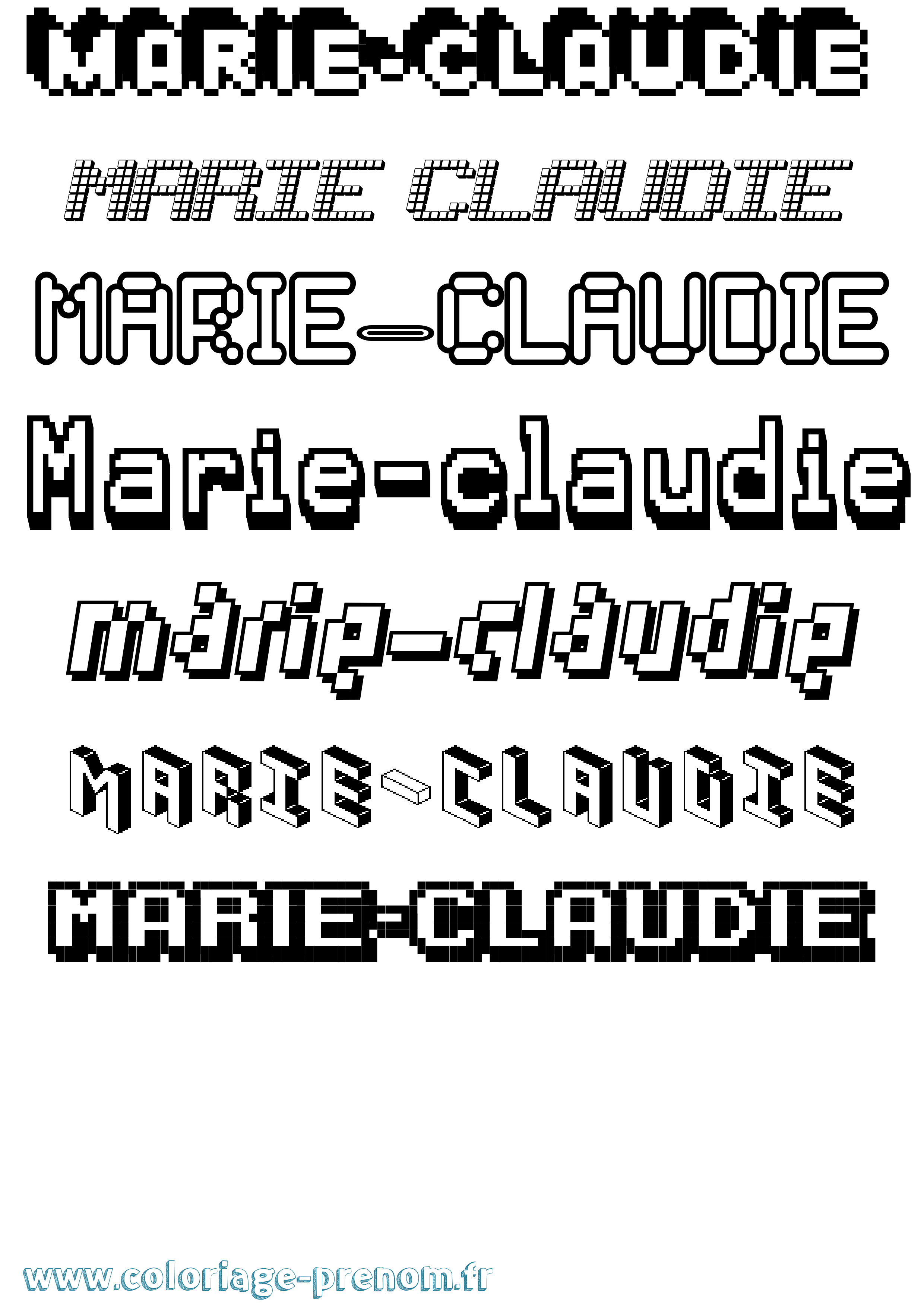 Coloriage Marie-Claudie Pixel Coloriage prénom Marie-Claudie Pixel