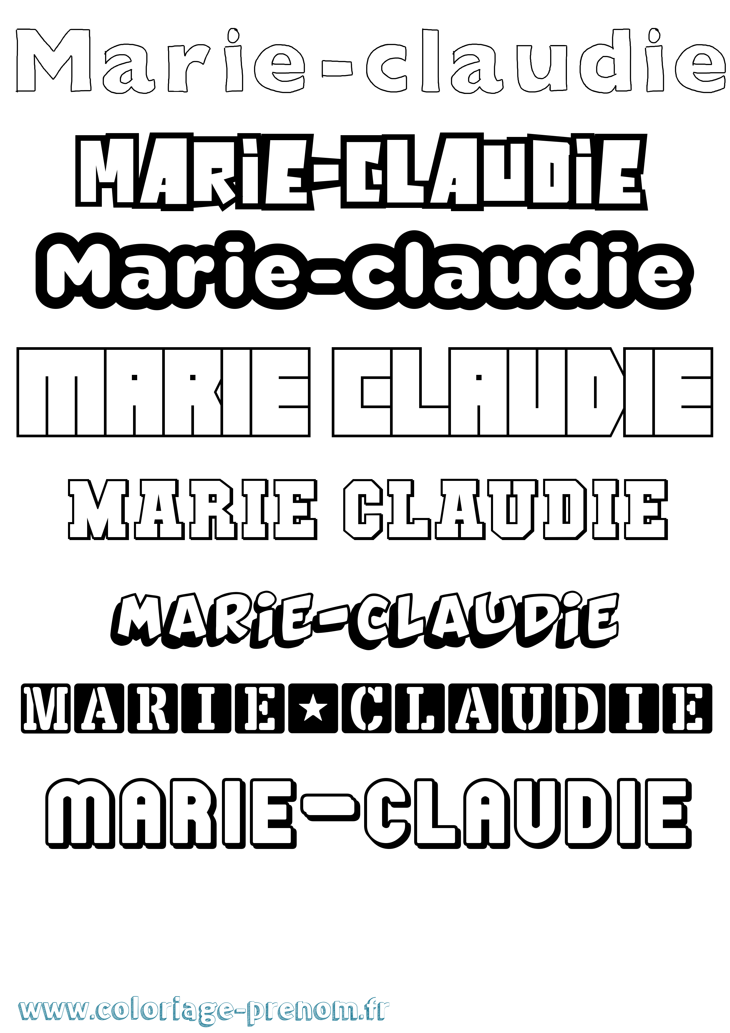 Coloriage Marie-Claudie Simple Coloriage prénom Marie-Claudie Simple