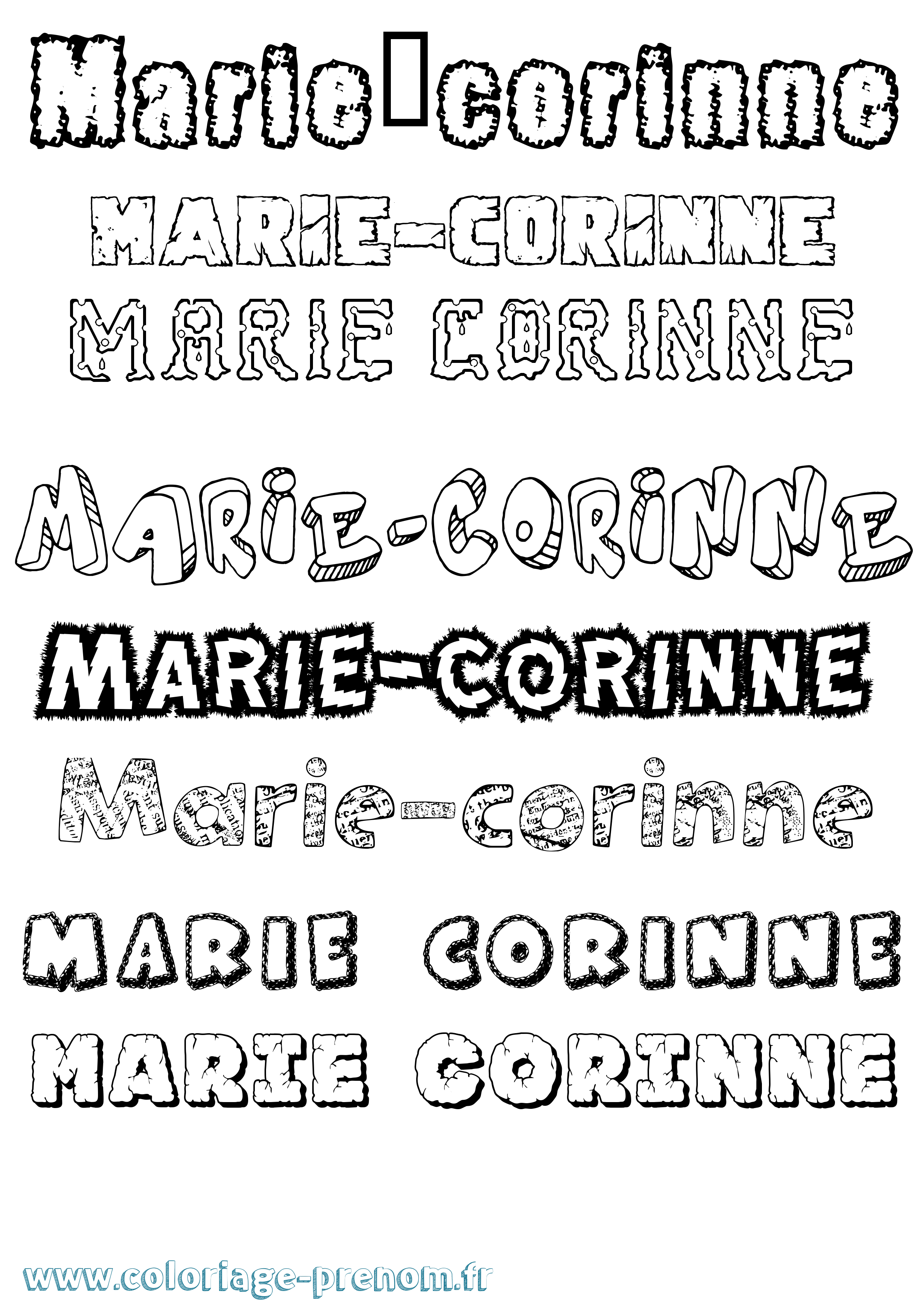 Coloriage Marie-Corinne Destructuré Coloriage prénom Marie-Corinne Destructuré