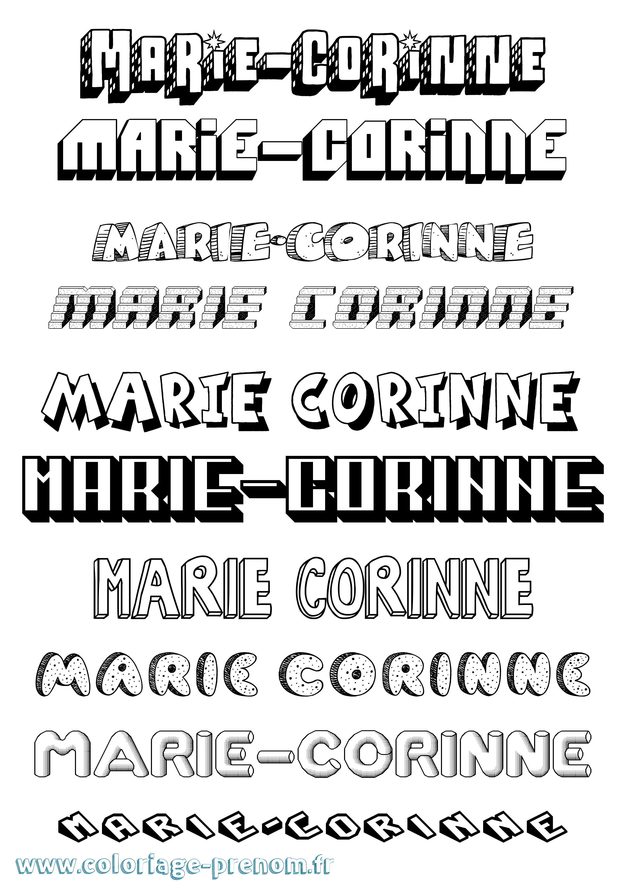 Coloriage Marie-Corinne Effet 3D Coloriage prénom Marie-Corinne Effet 3D