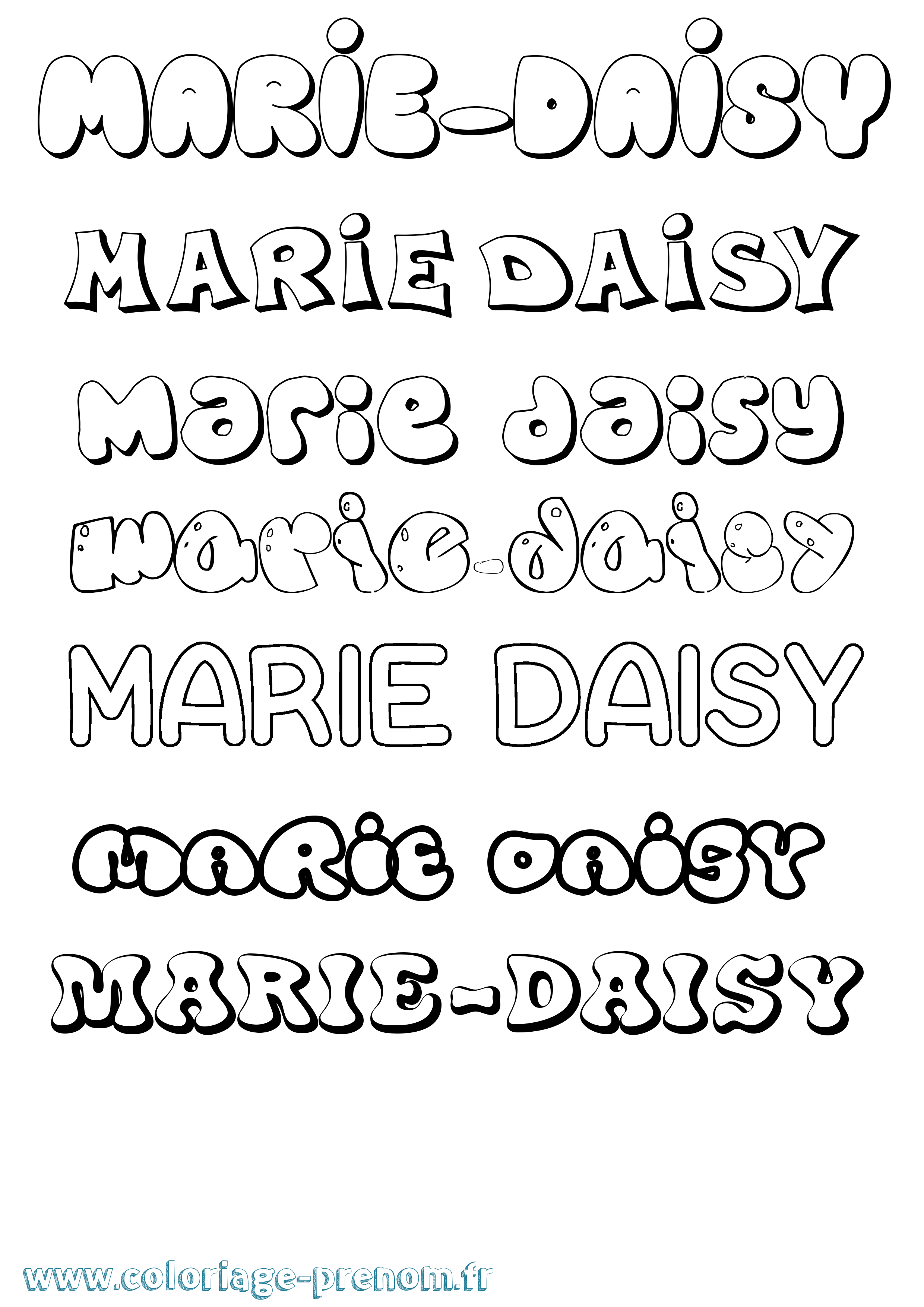 Coloriage Marie-Daisy Bubble Coloriage prénom Marie-Daisy Bubble