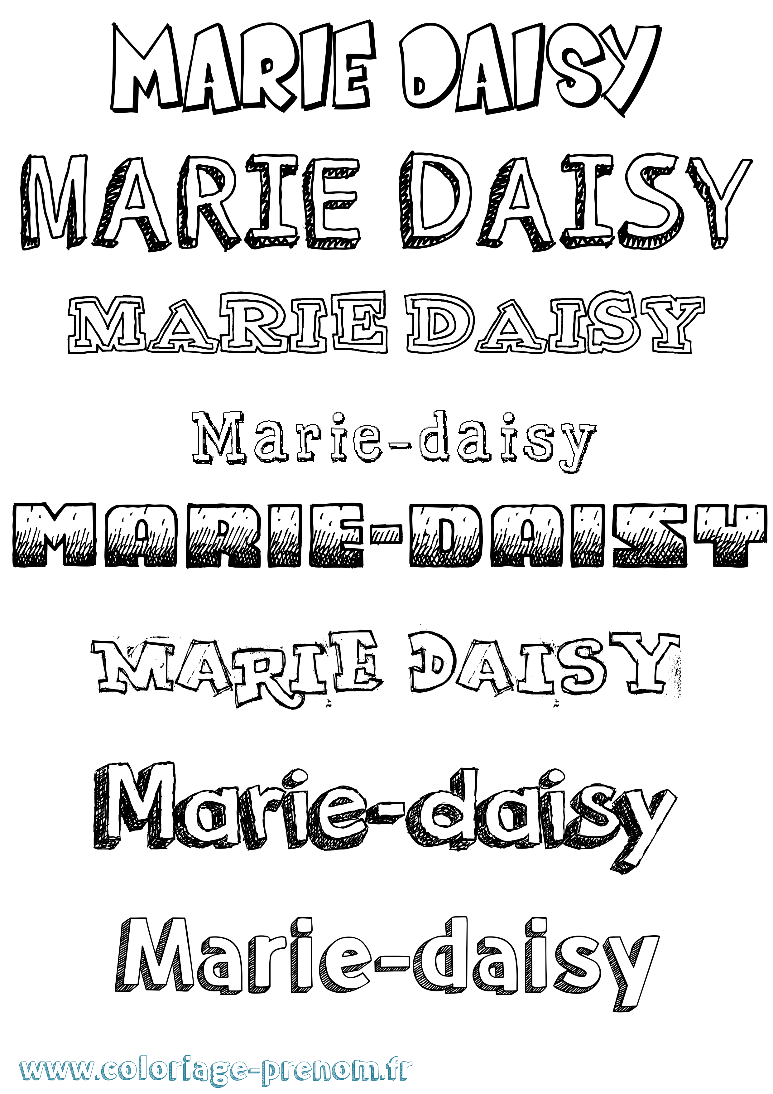 Coloriage Marie-Daisy Dessiné Coloriage prénom Marie-Daisy Dessiné