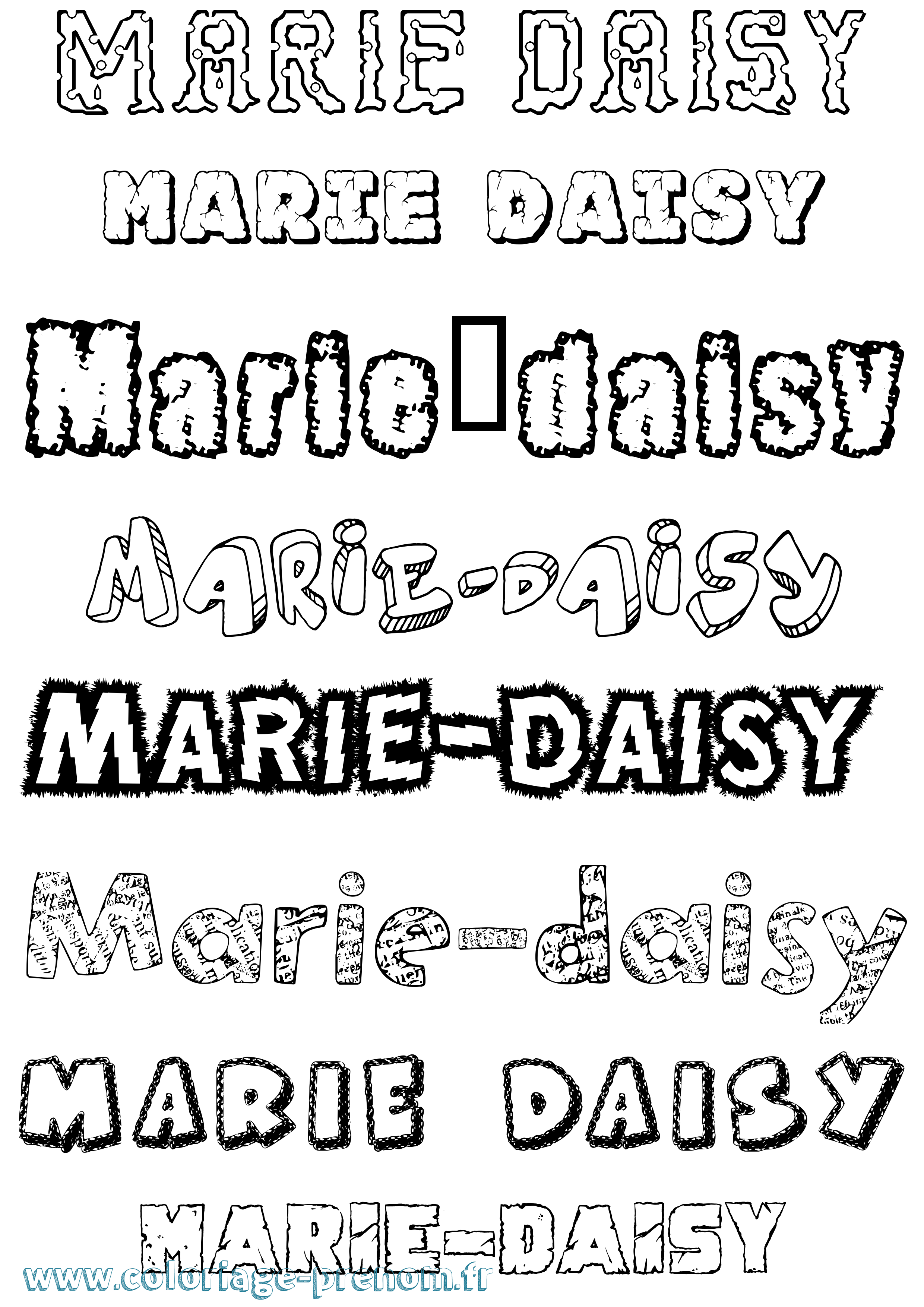 Coloriage Marie-Daisy Destructuré Coloriage prénom Marie-Daisy Destructuré