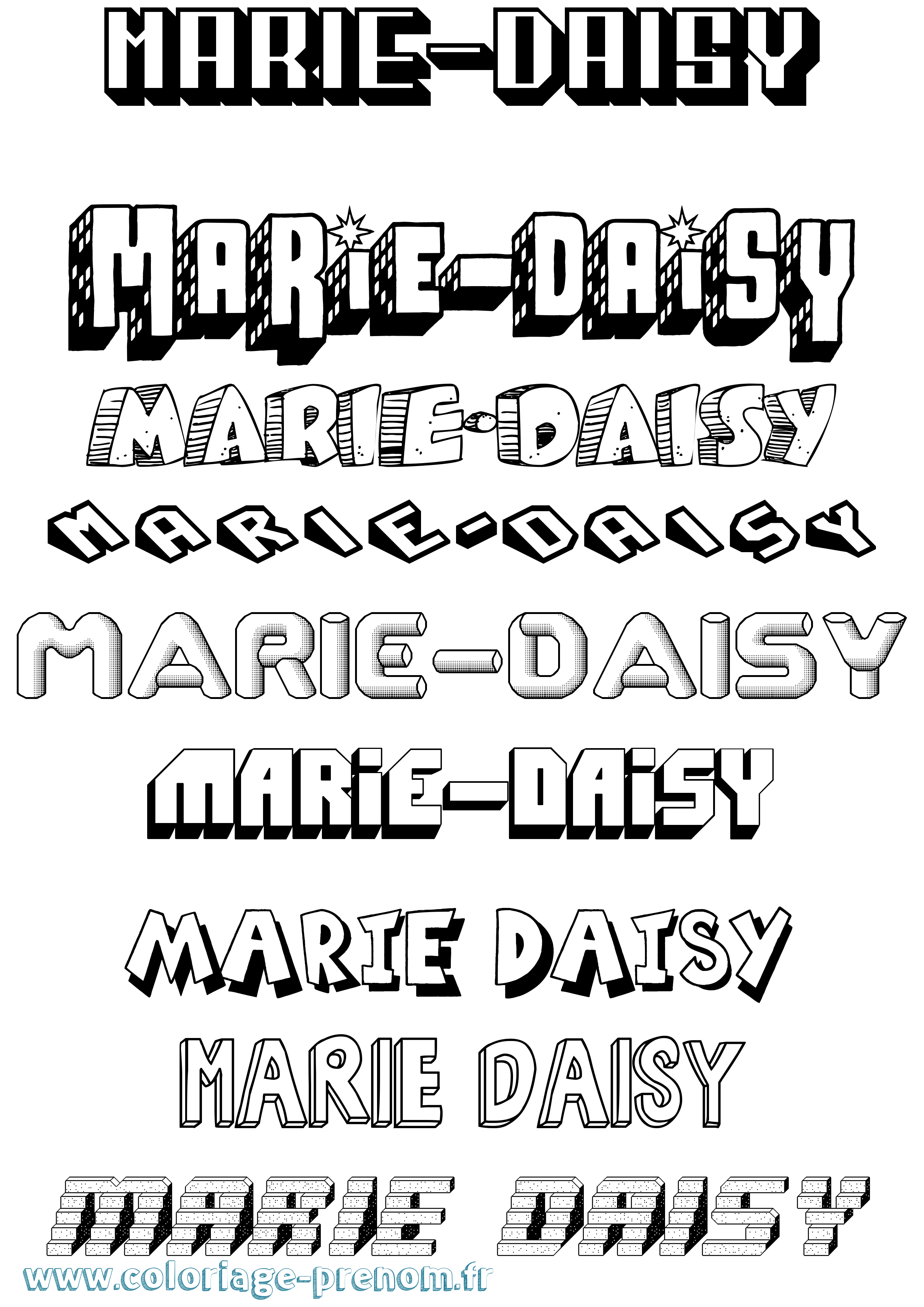 Coloriage Marie-Daisy Effet 3D Coloriage prénom Marie-Daisy Effet 3D