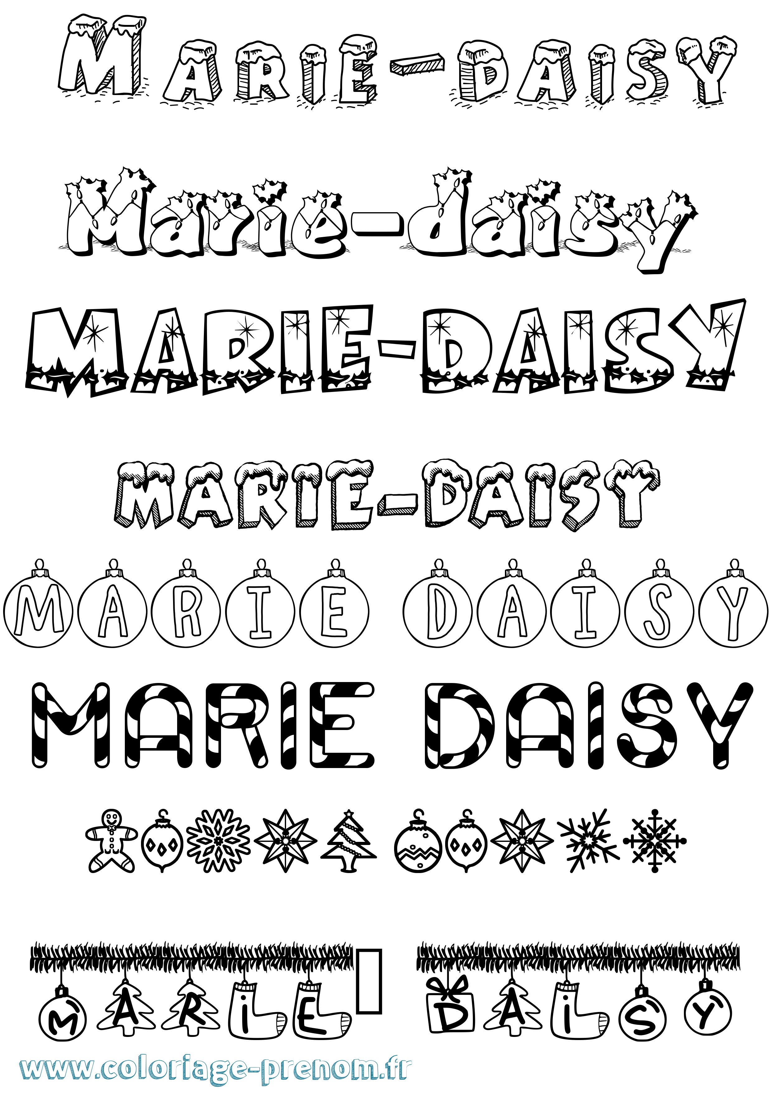 Coloriage Marie-Daisy Noël Coloriage prénom Marie-Daisy Noël