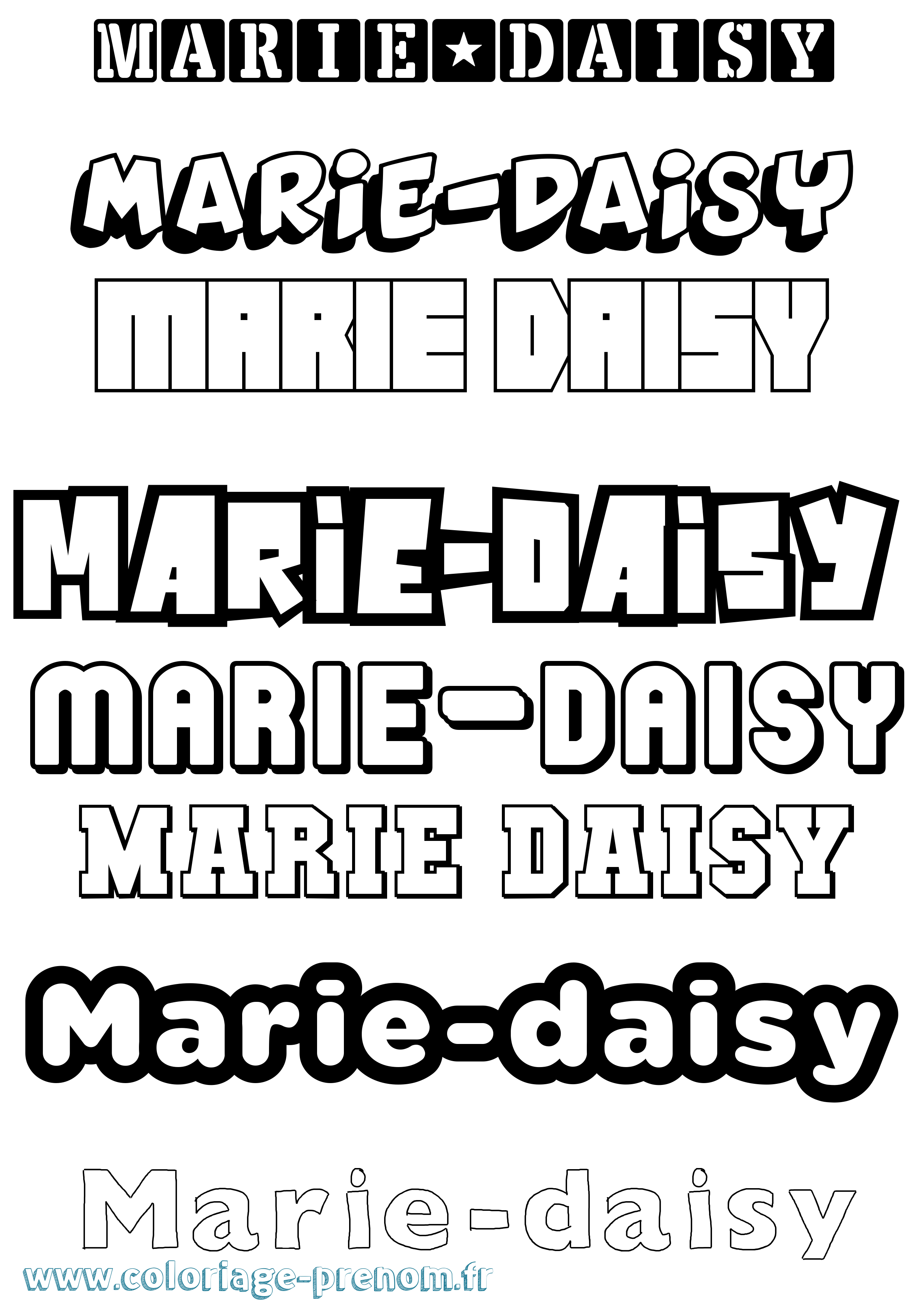 Coloriage Marie-Daisy Simple Coloriage prénom Marie-Daisy Simple