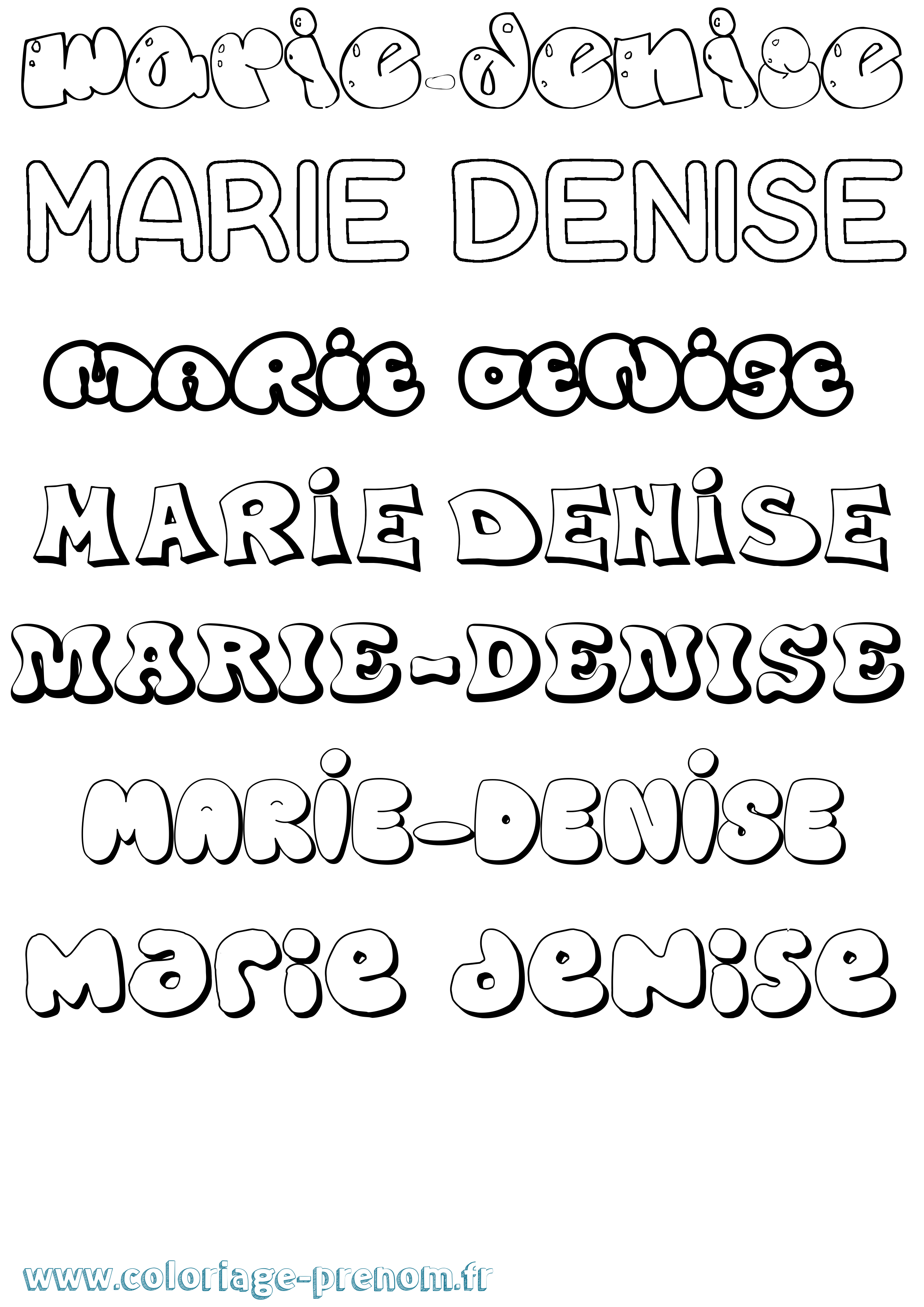 Coloriage Marie-Denise Bubble Coloriage prénom Marie-Denise Bubble