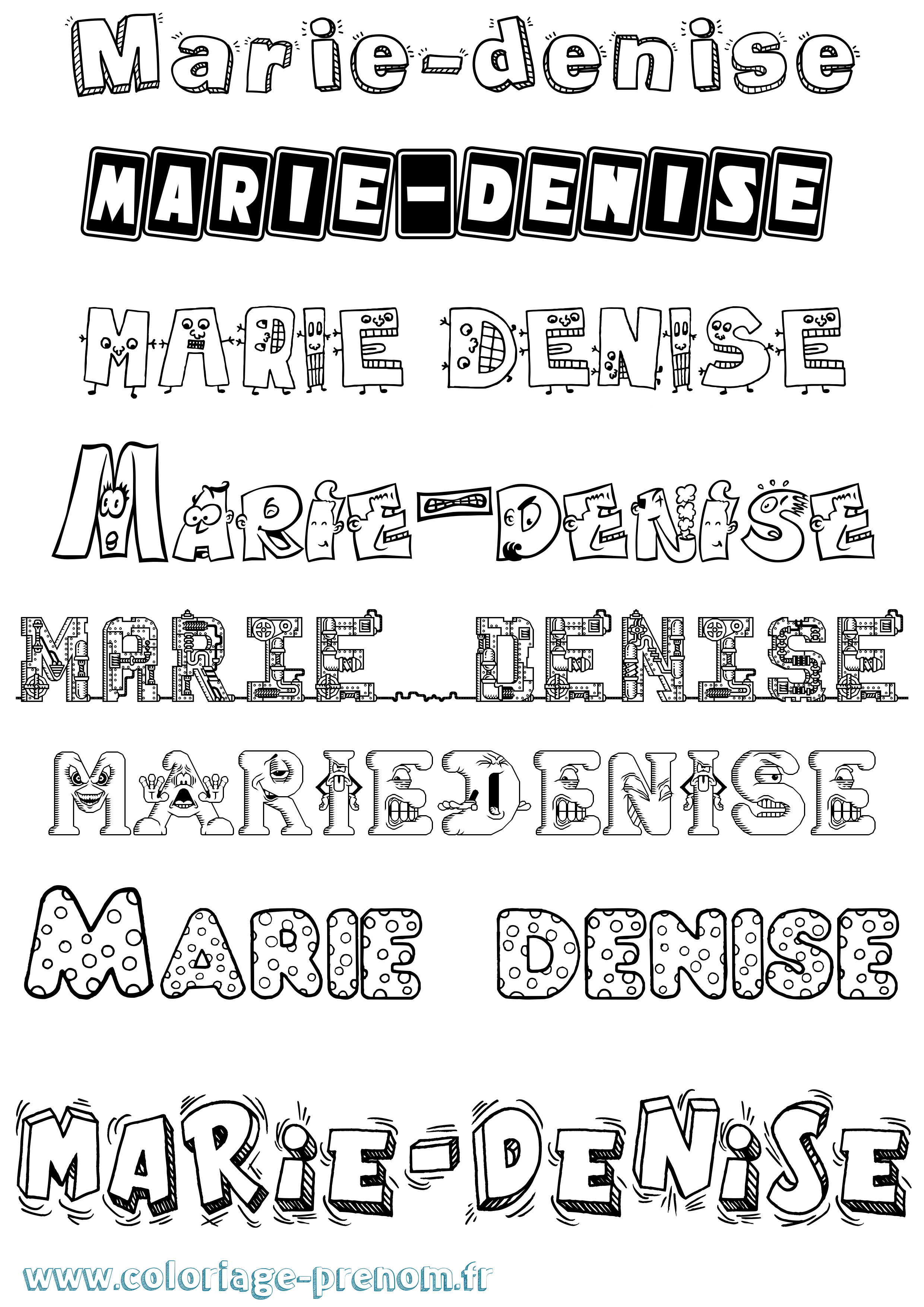 Coloriage Marie-Denise Fun Coloriage prénom Marie-Denise Fun