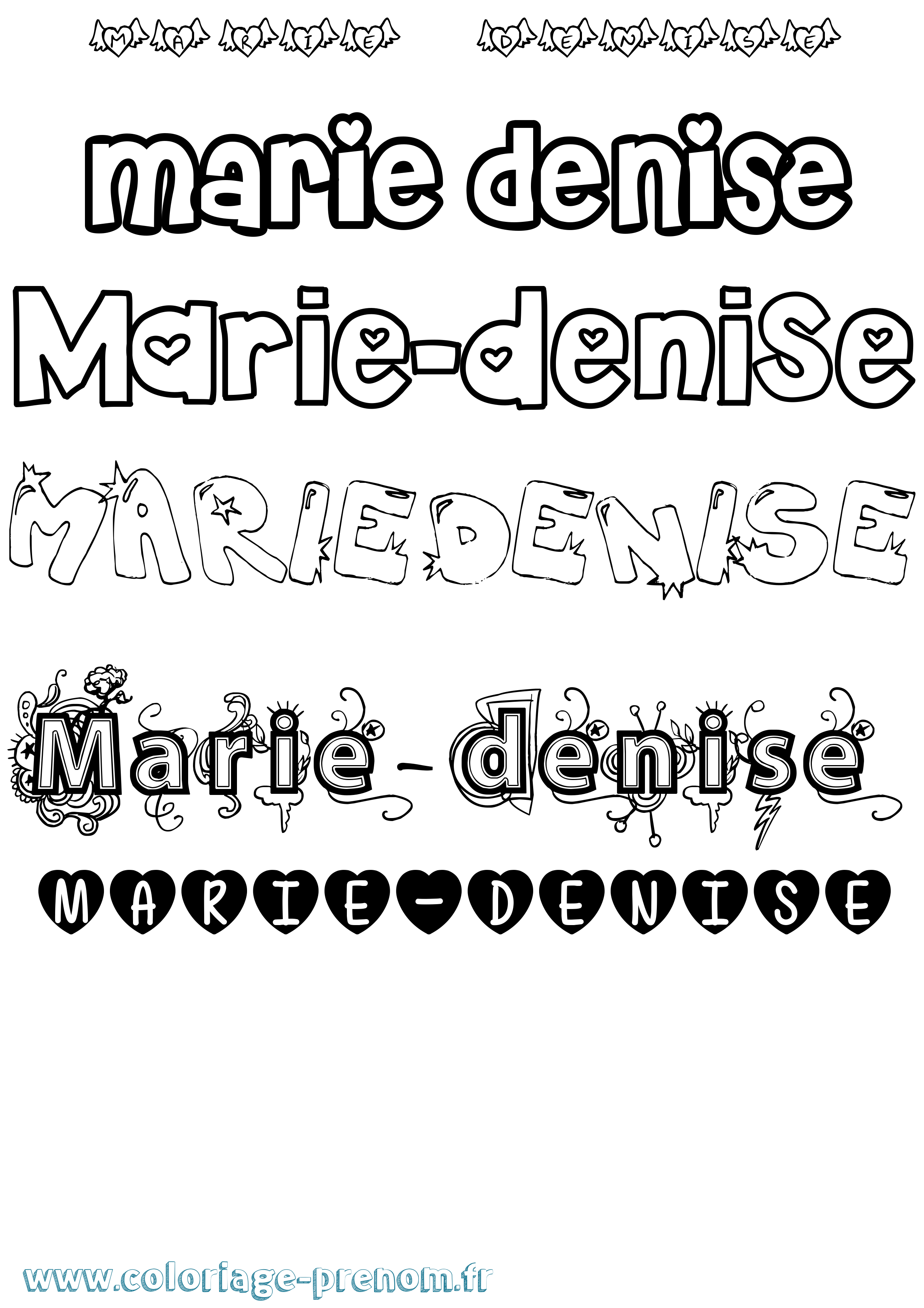 Coloriage Marie-Denise Girly Coloriage prénom Marie-Denise Girly