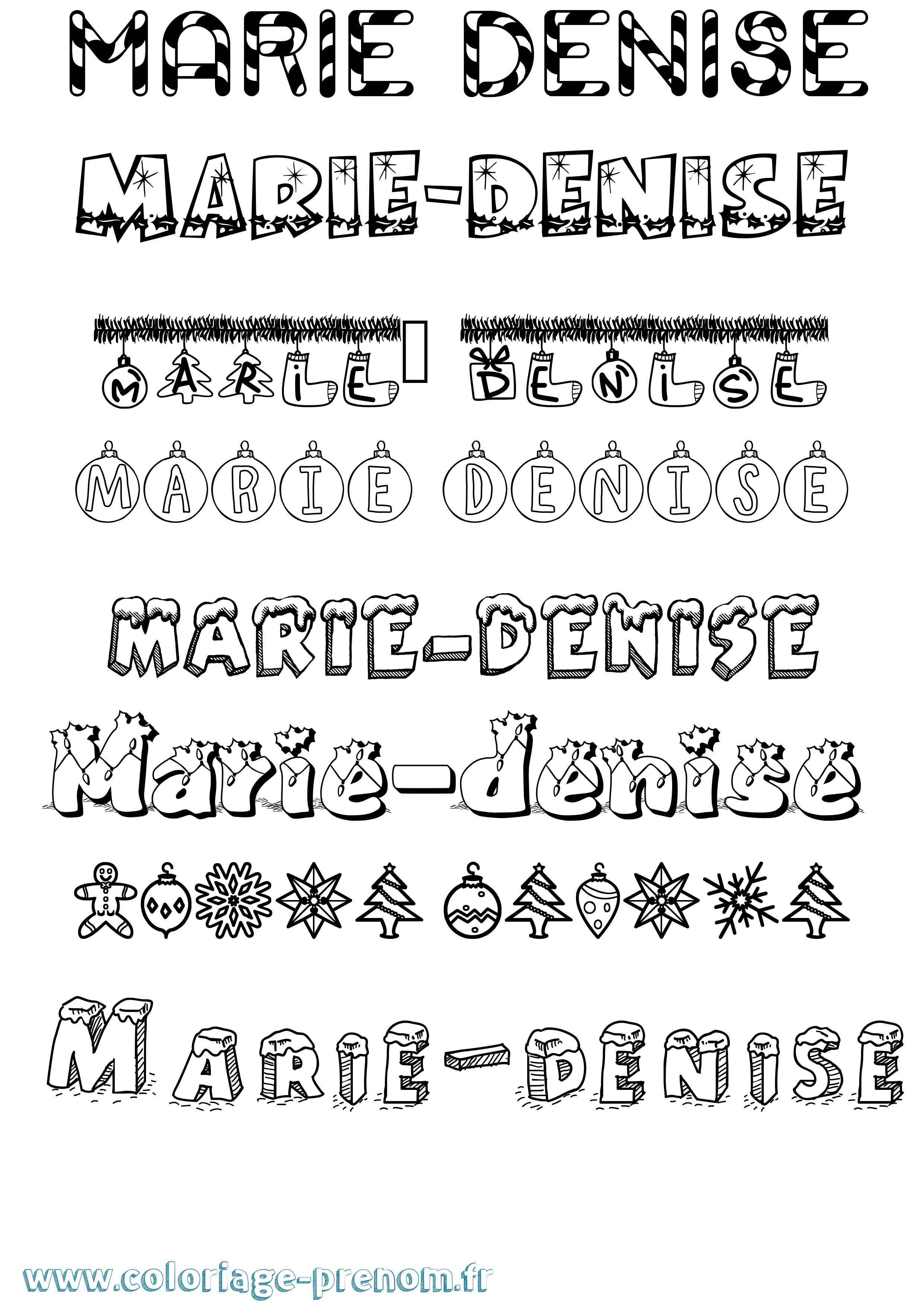Coloriage Marie-Denise Noël Coloriage prénom Marie-Denise Noël