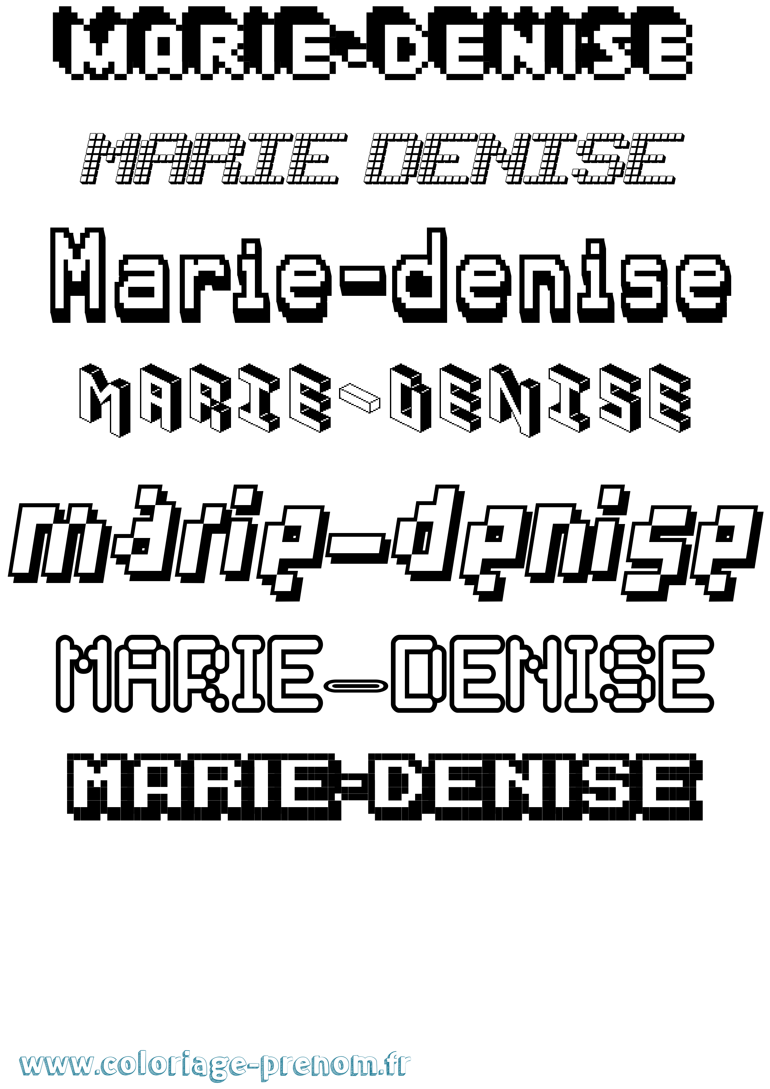 Coloriage Marie-Denise Pixel Coloriage prénom Marie-Denise Pixel