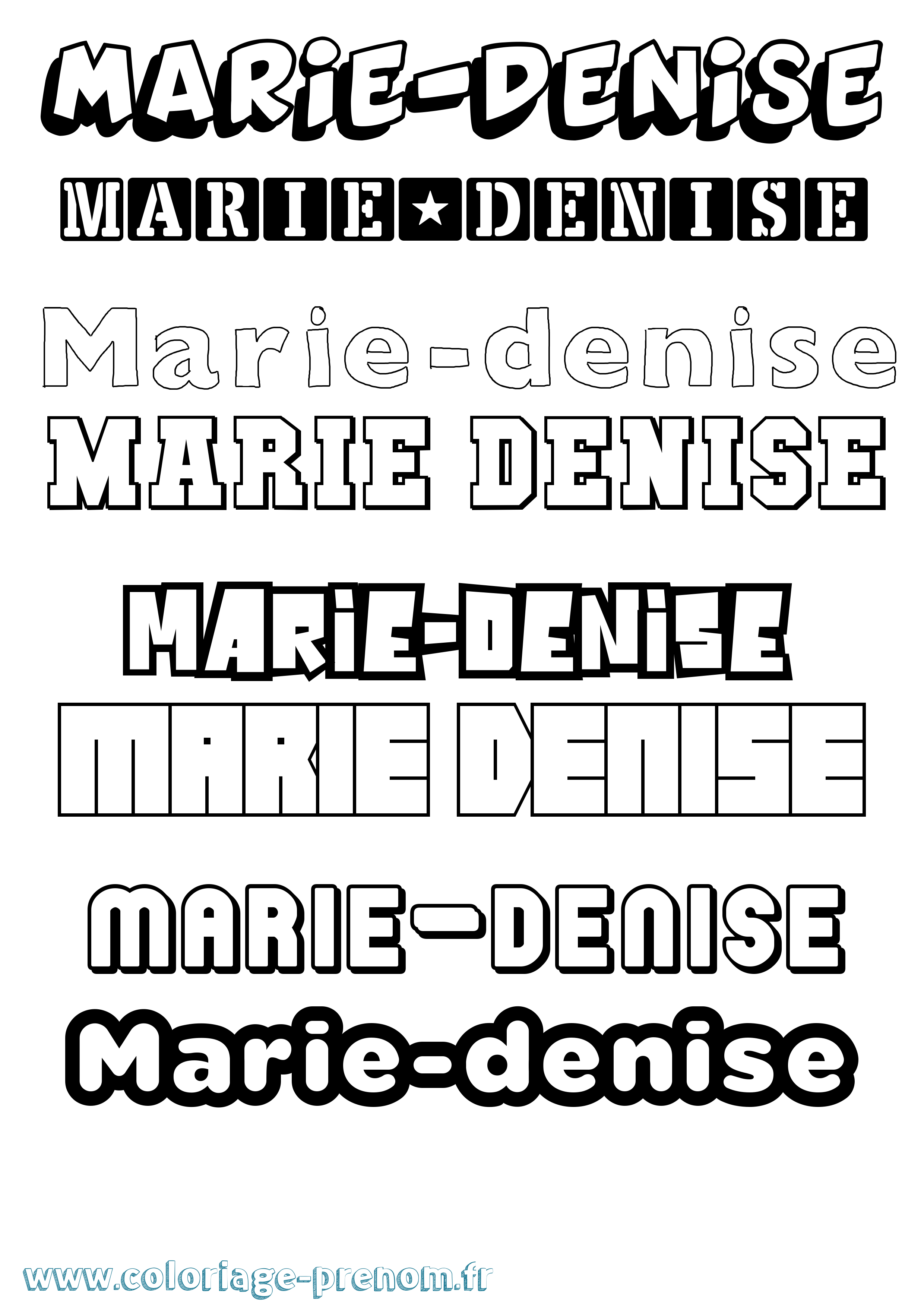 Coloriage Marie-Denise Simple Coloriage prénom Marie-Denise Simple