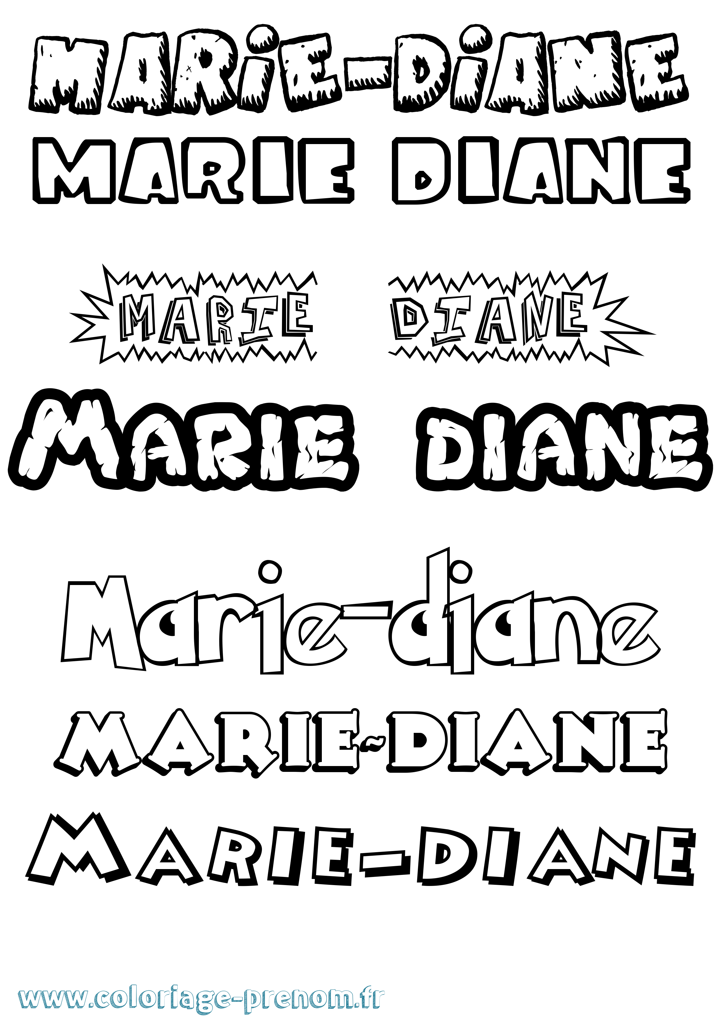 Coloriage Marie-Diane Dessin Animé Coloriage prénom Marie-Diane Dessin Animé