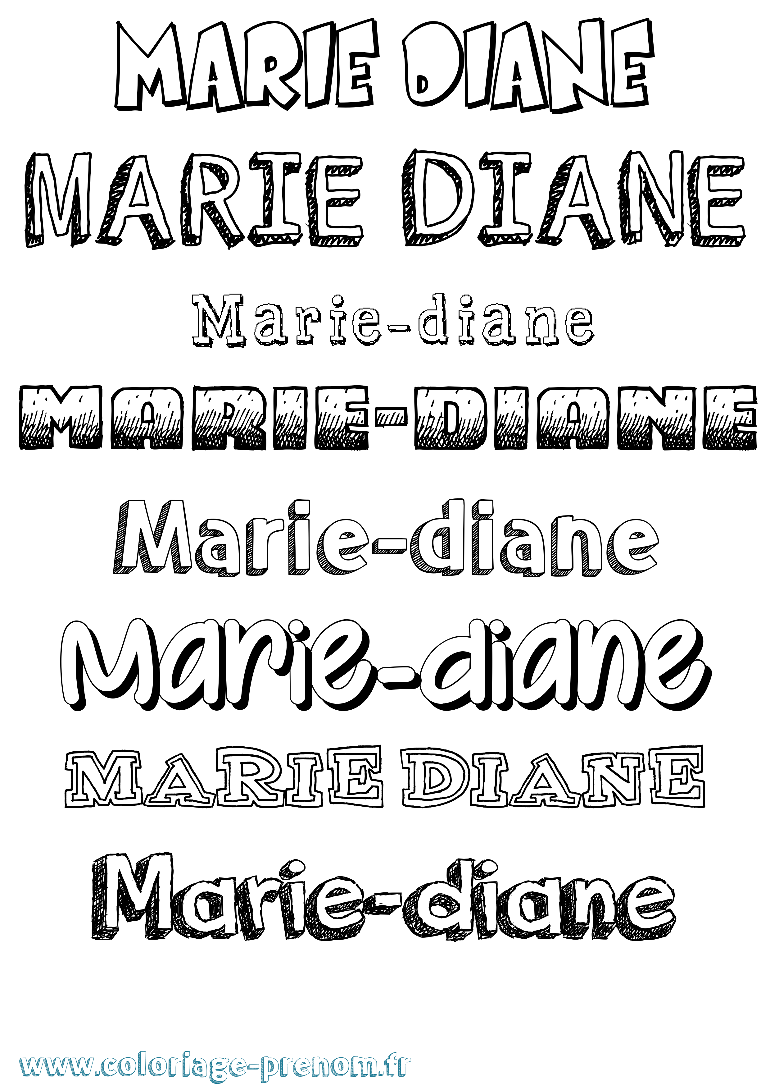 Coloriage Marie-Diane Dessiné Coloriage prénom Marie-Diane Dessiné