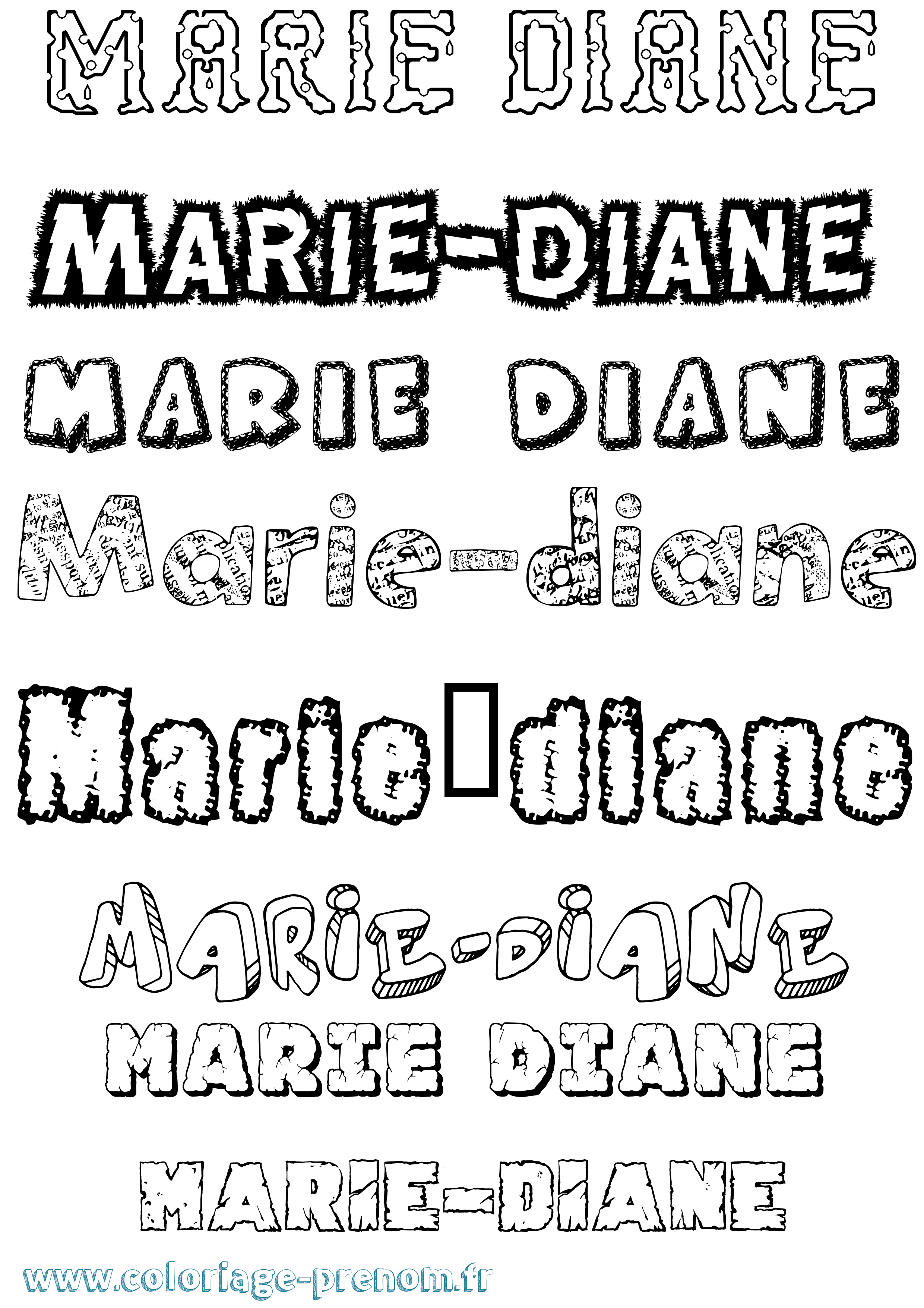 Coloriage Marie-Diane Destructuré Coloriage prénom Marie-Diane Destructuré