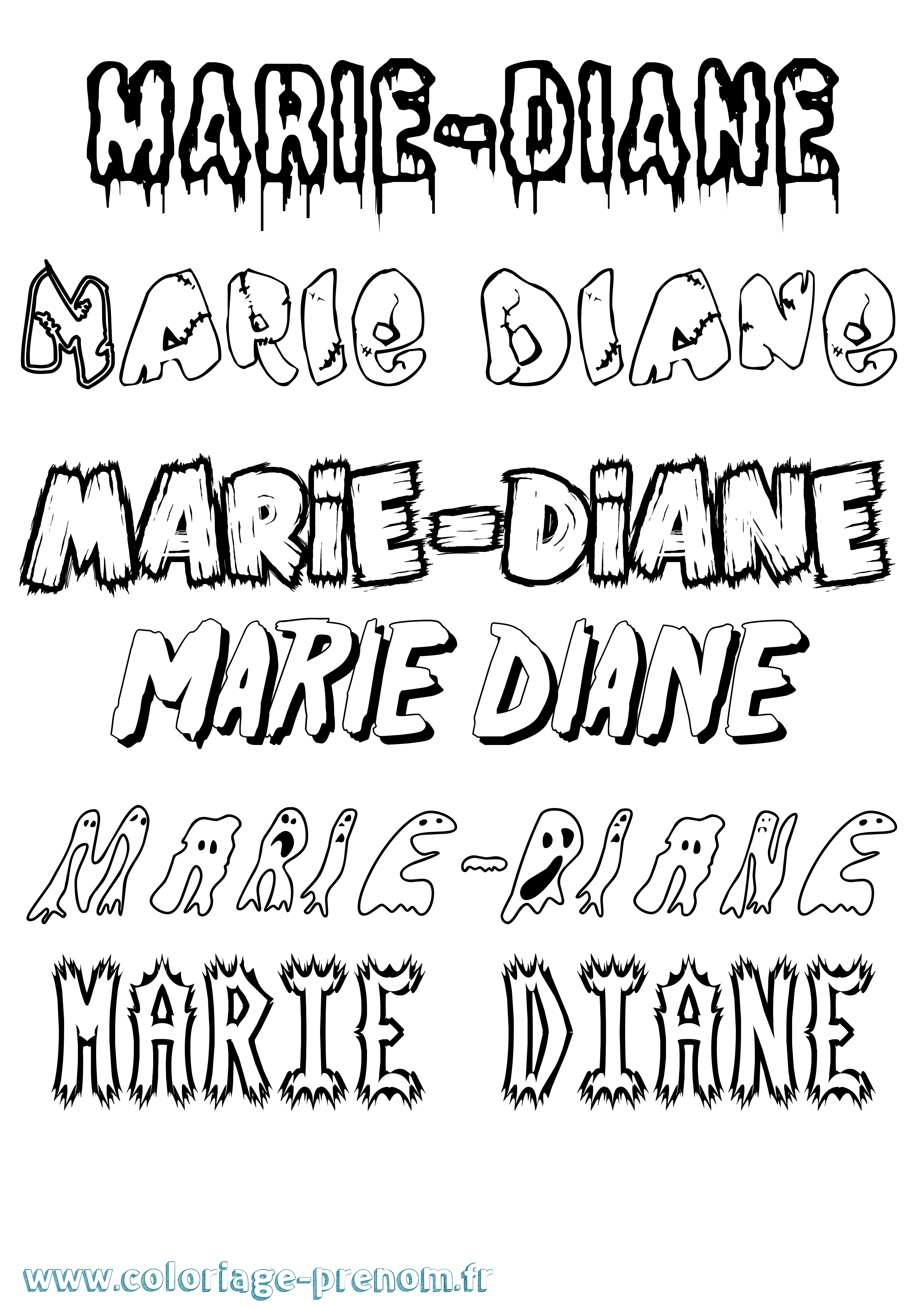 Coloriage Marie-Diane Frisson Coloriage prénom Marie-Diane Frisson