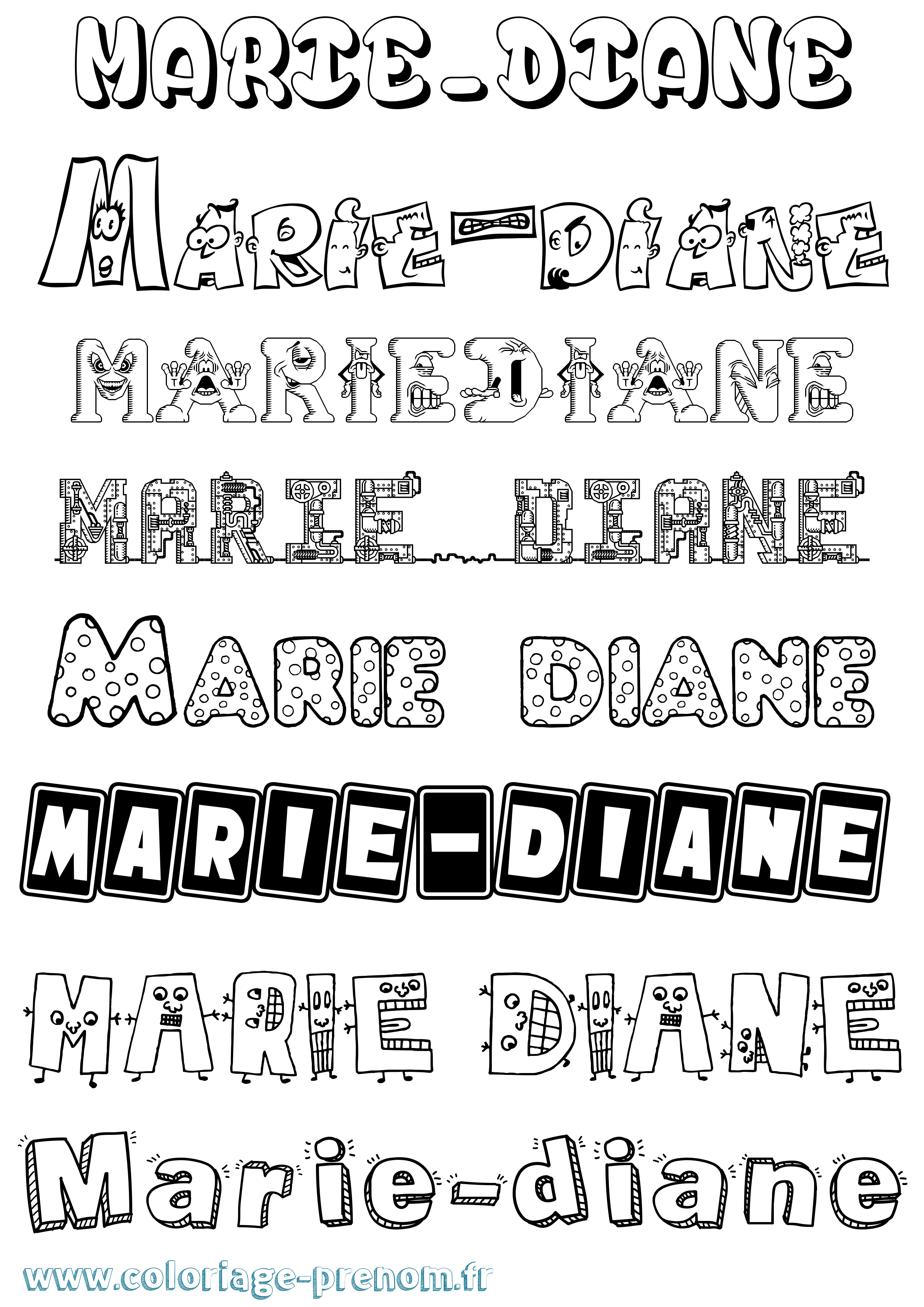 Coloriage Marie-Diane Fun Coloriage prénom Marie-Diane Fun