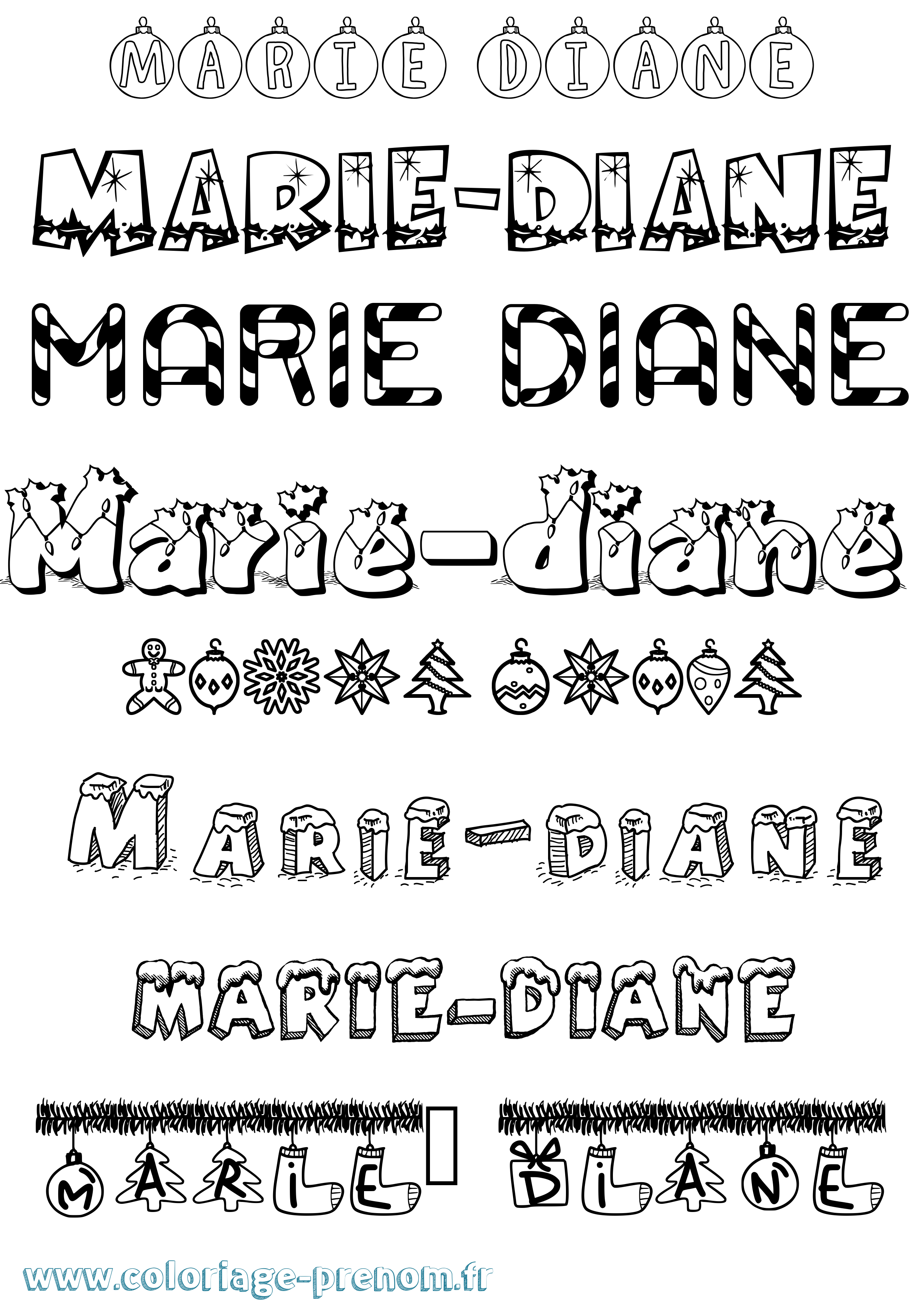 Coloriage Marie-Diane Noël Coloriage prénom Marie-Diane Noël