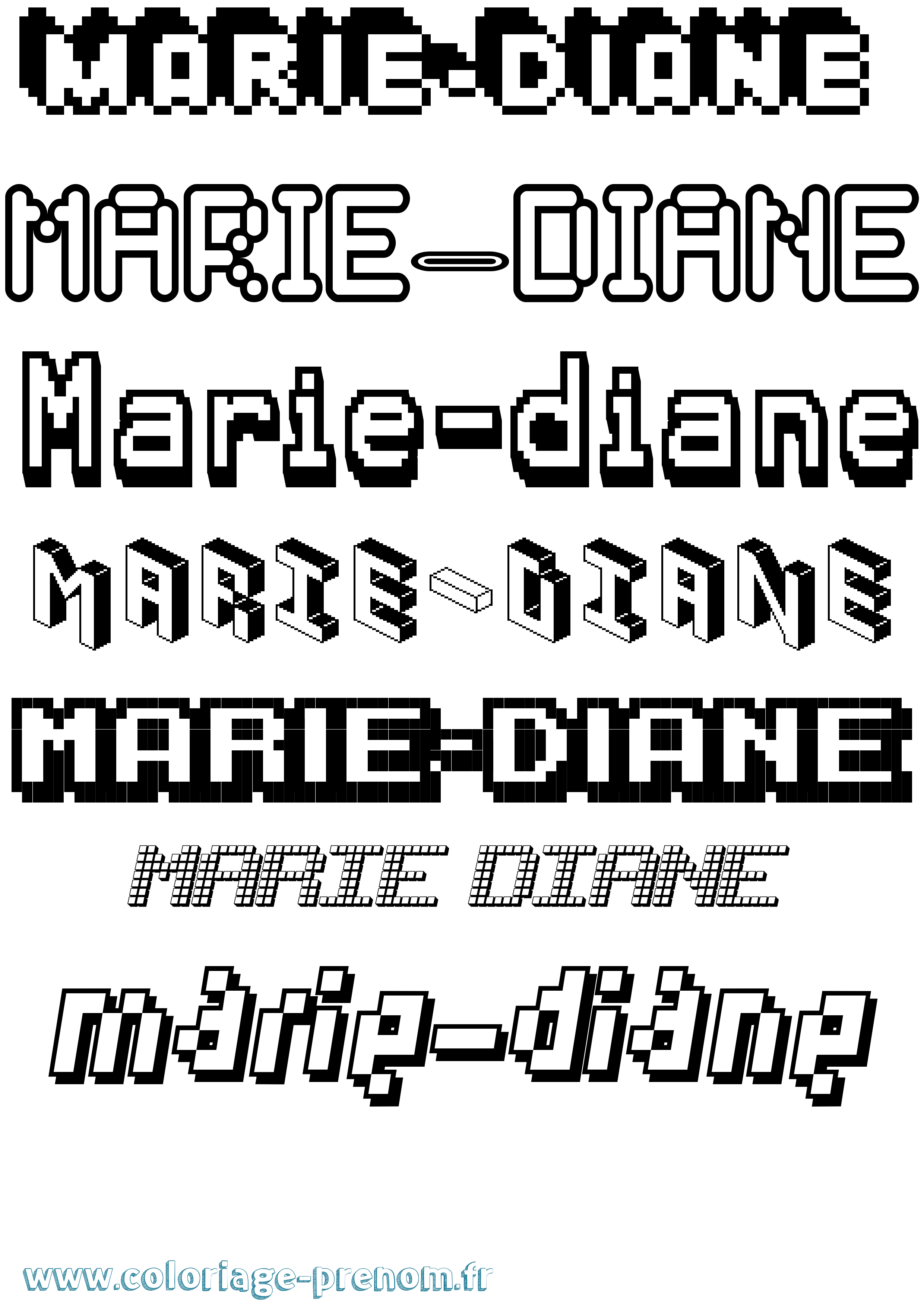 Coloriage Marie-Diane Pixel Coloriage prénom Marie-Diane Pixel