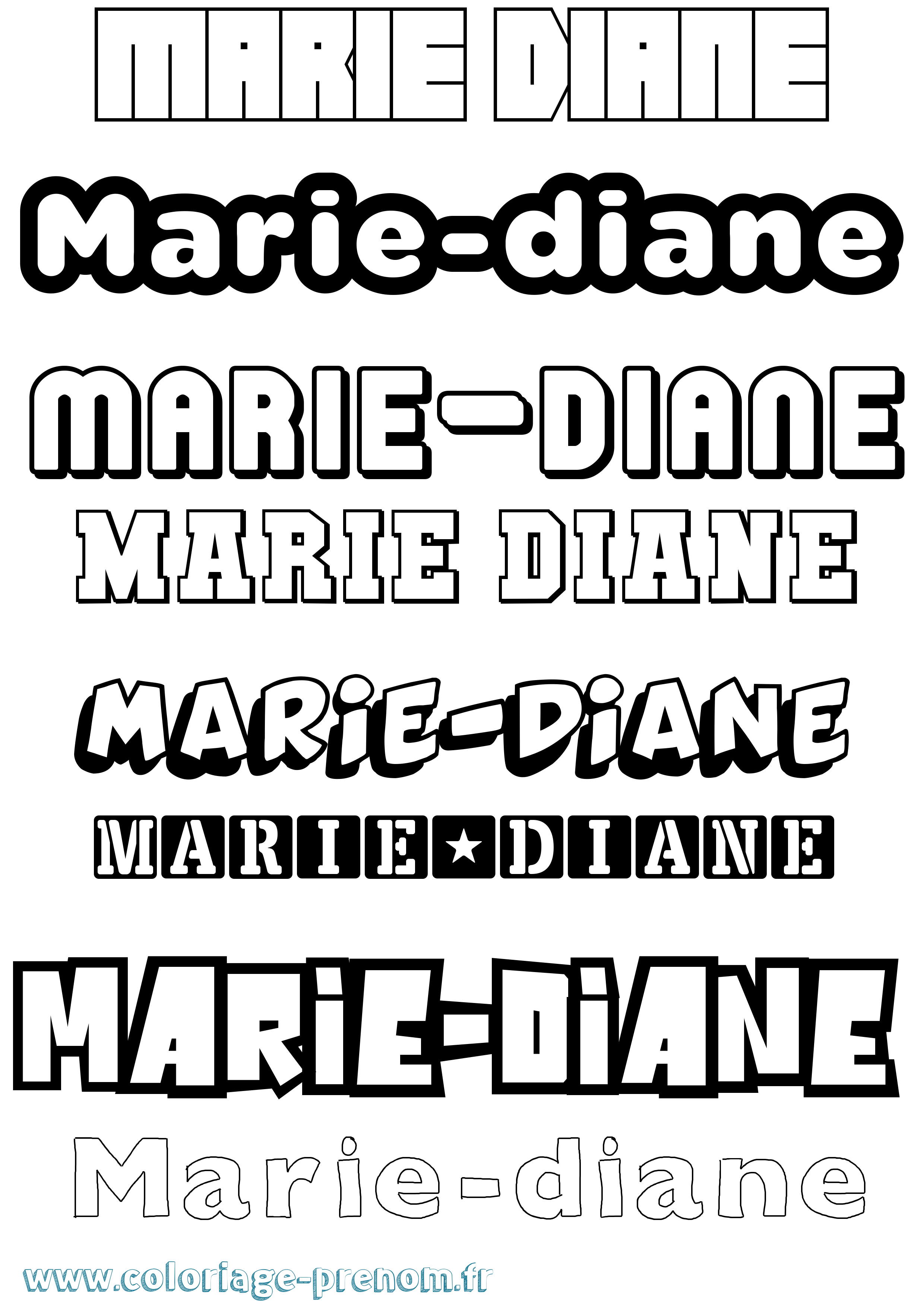 Coloriage Marie-Diane Simple Coloriage prénom Marie-Diane Simple