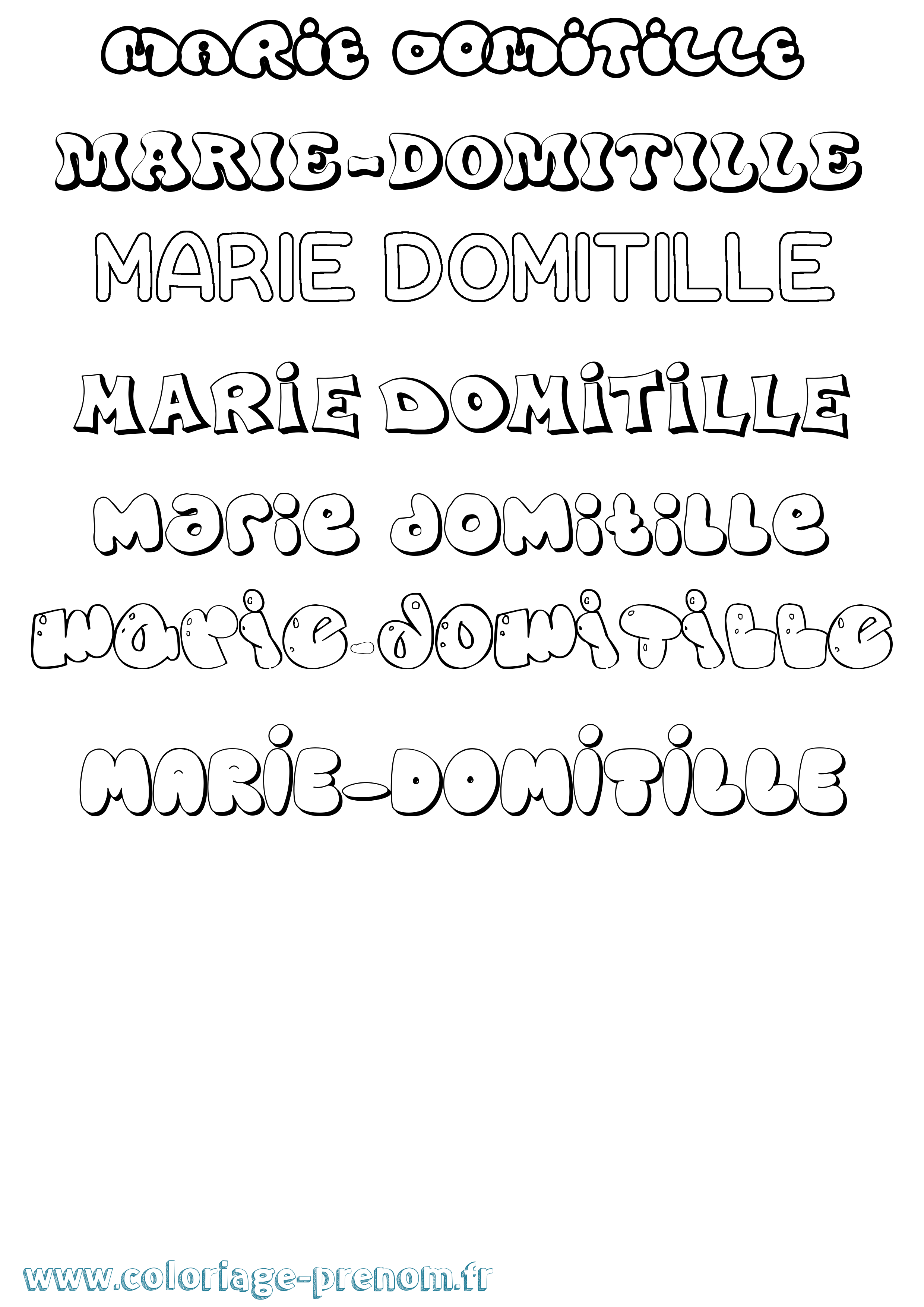 Coloriage Marie-Domitille Bubble Coloriage prénom Marie-Domitille Bubble