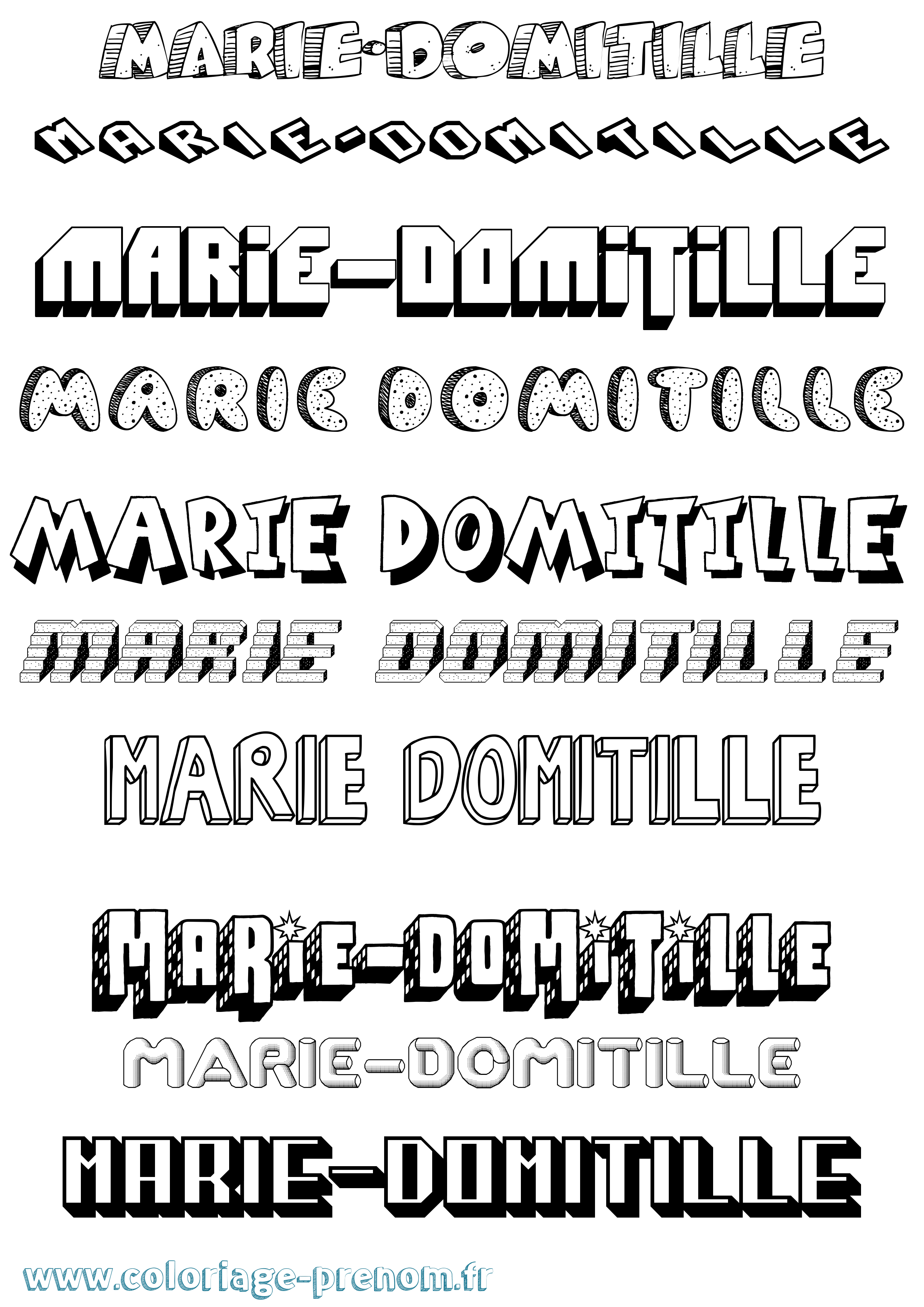 Coloriage Marie-Domitille Effet 3D Coloriage prénom Marie-Domitille Effet 3D