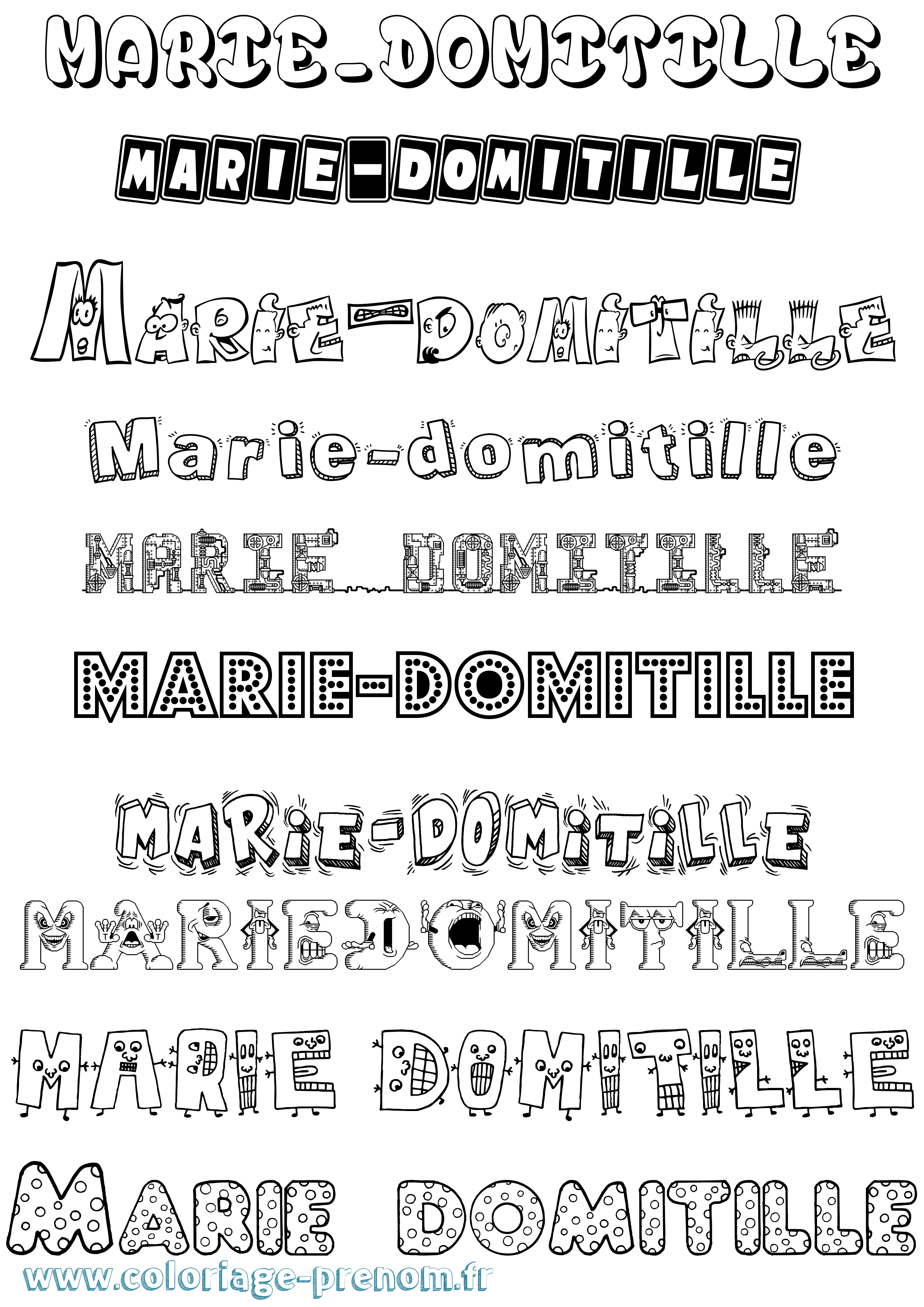 Coloriage Marie-Domitille Fun Coloriage prénom Marie-Domitille Fun