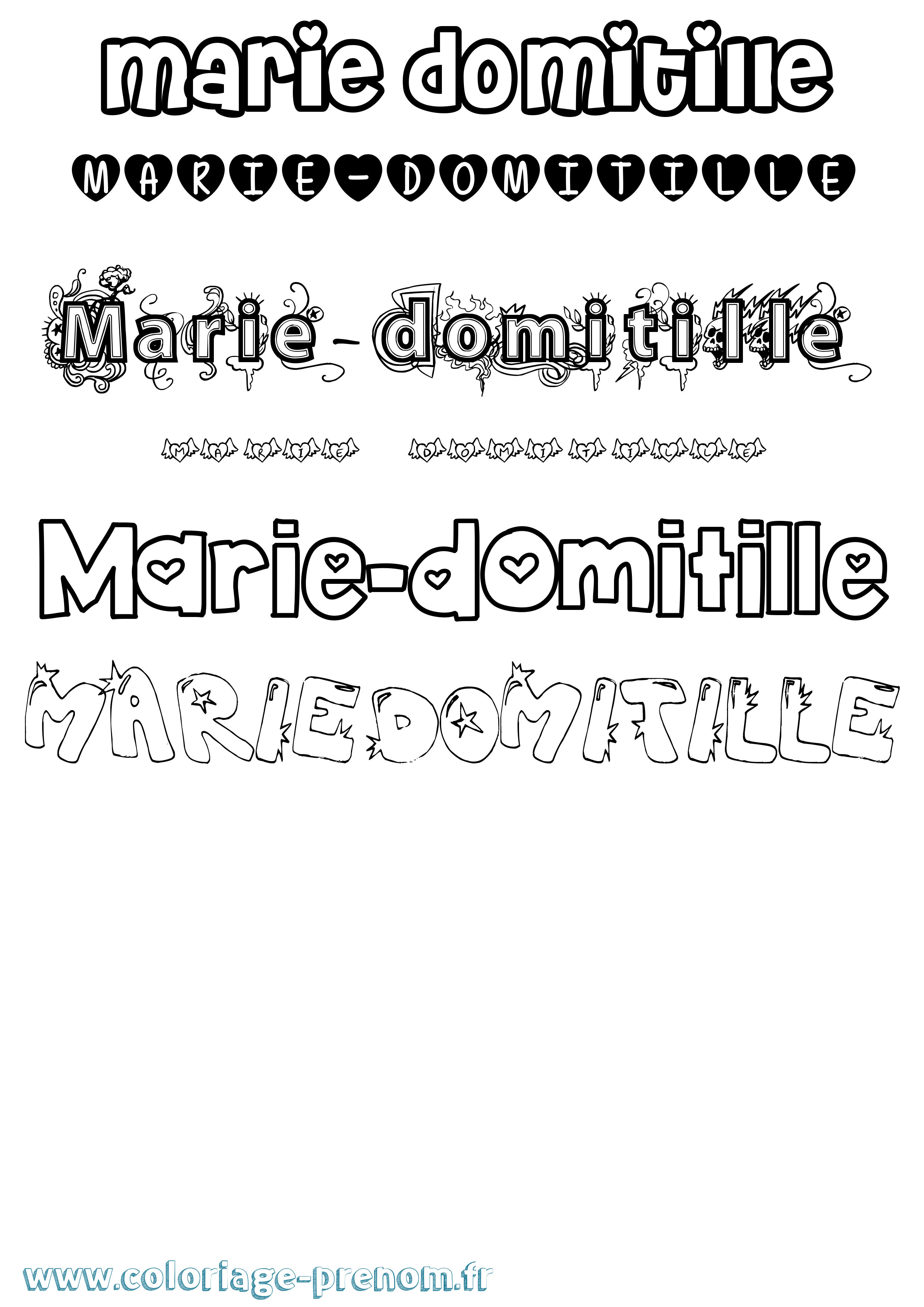 Coloriage Marie-Domitille Girly Coloriage prénom Marie-Domitille Girly
