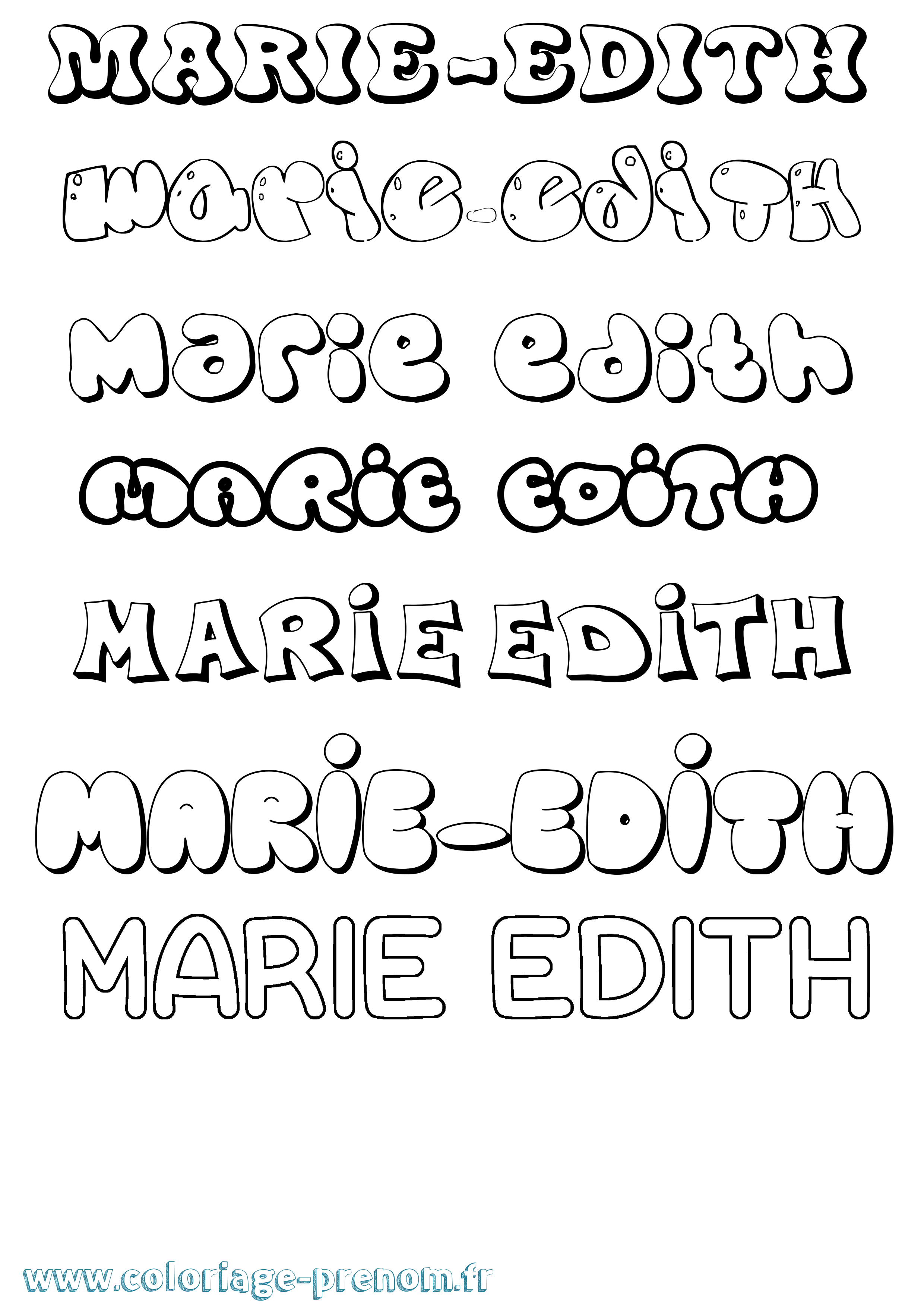 Coloriage Marie-Edith Bubble Coloriage prénom Marie-Edith Bubble