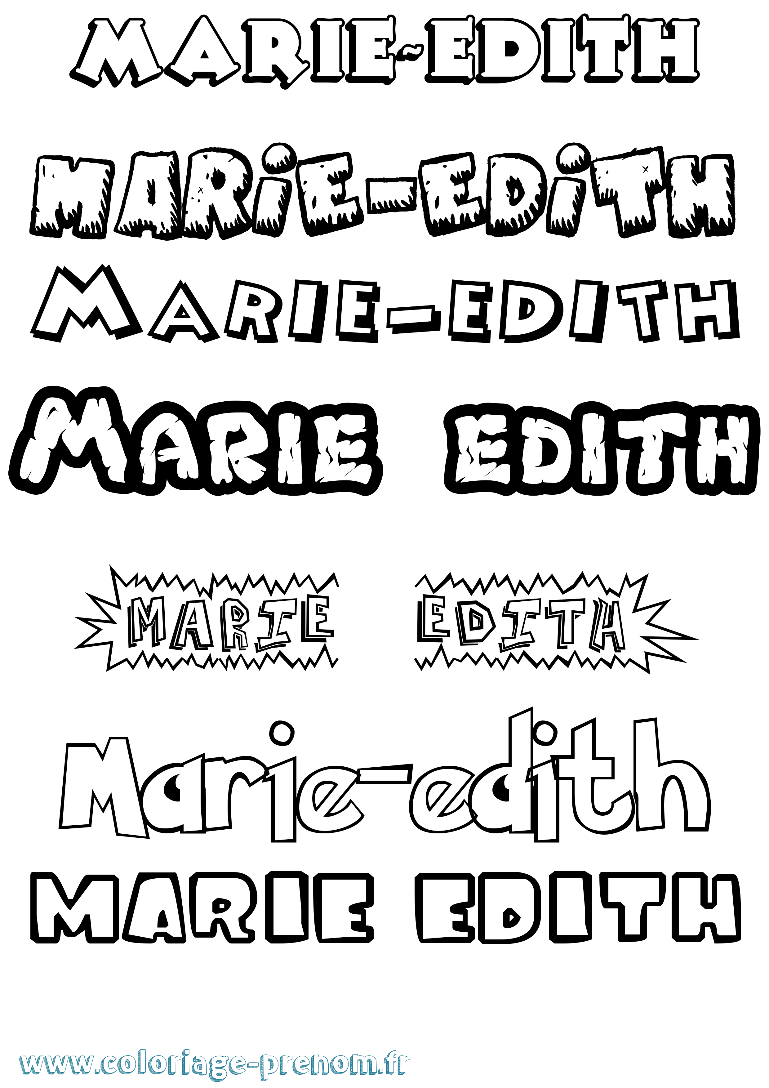 Coloriage Marie-Edith Dessin Animé Coloriage prénom Marie-Edith Dessin Animé