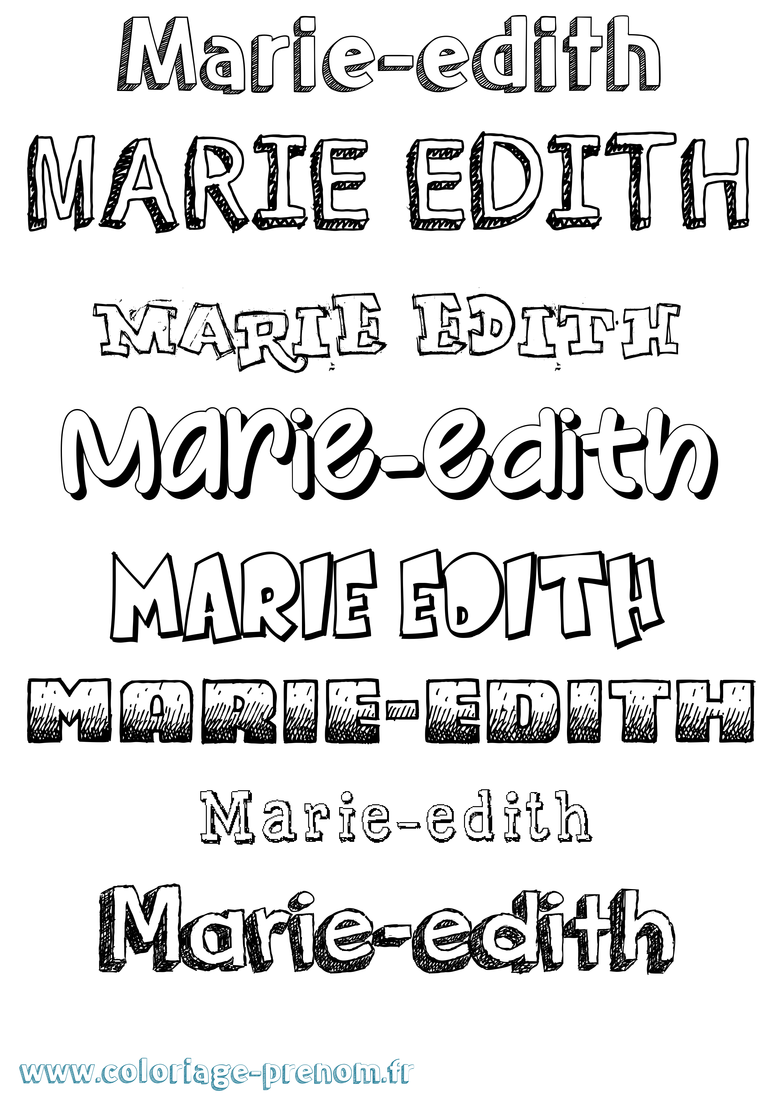 Coloriage Marie-Edith Dessiné Coloriage prénom Marie-Edith Dessiné