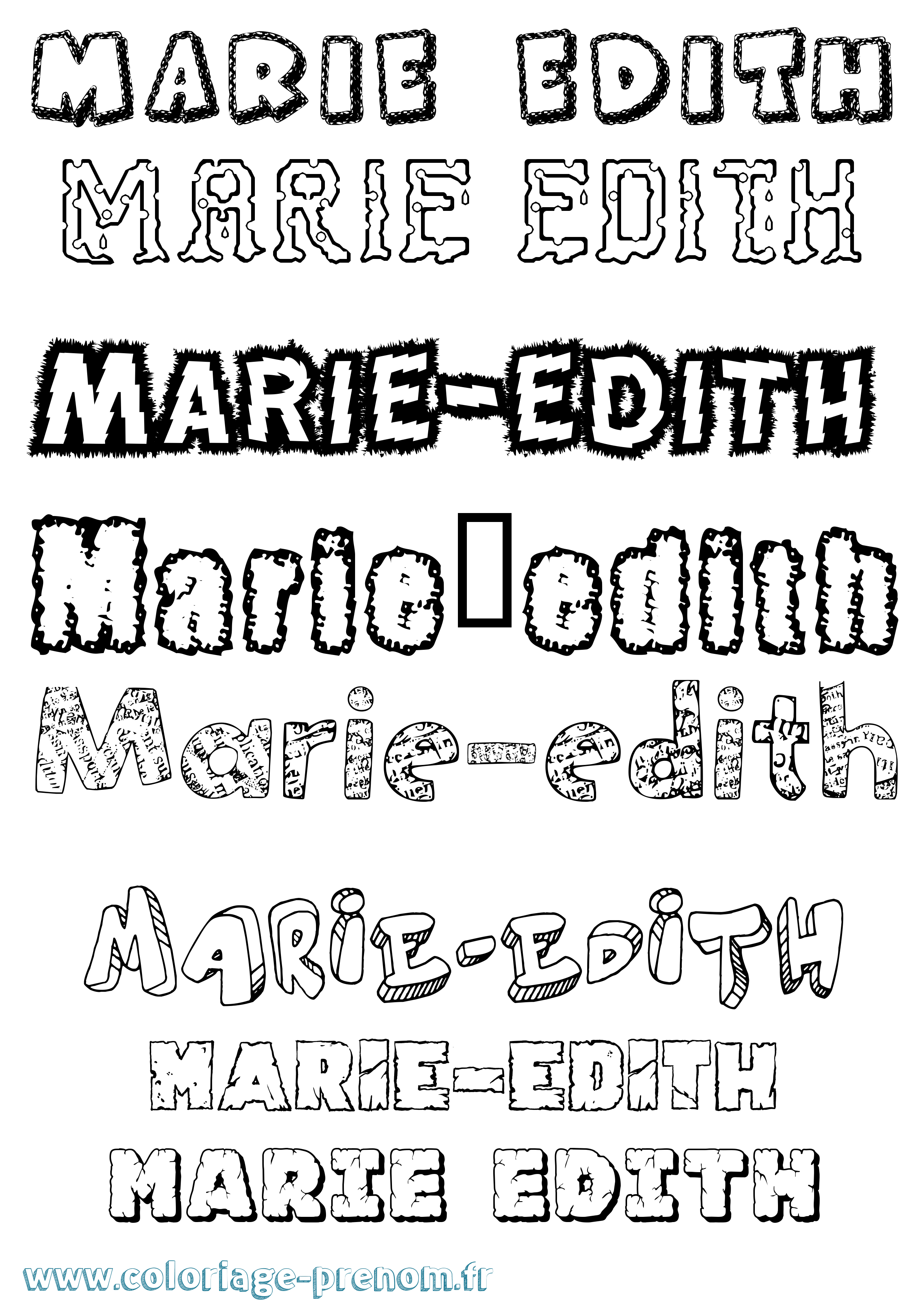 Coloriage Marie-Edith Destructuré Coloriage prénom Marie-Edith Destructuré