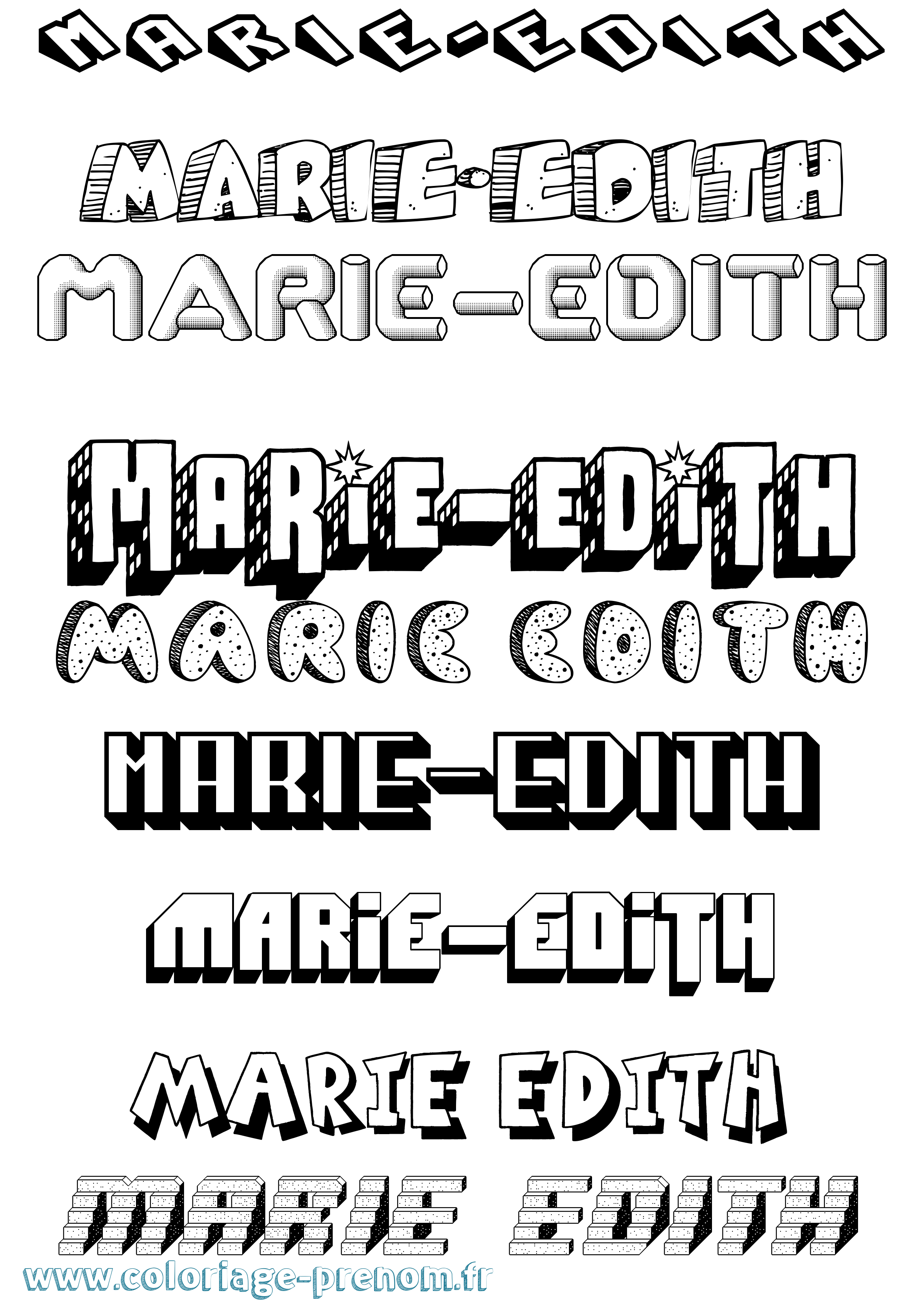 Coloriage Marie-Edith Effet 3D Coloriage prénom Marie-Edith Effet 3D