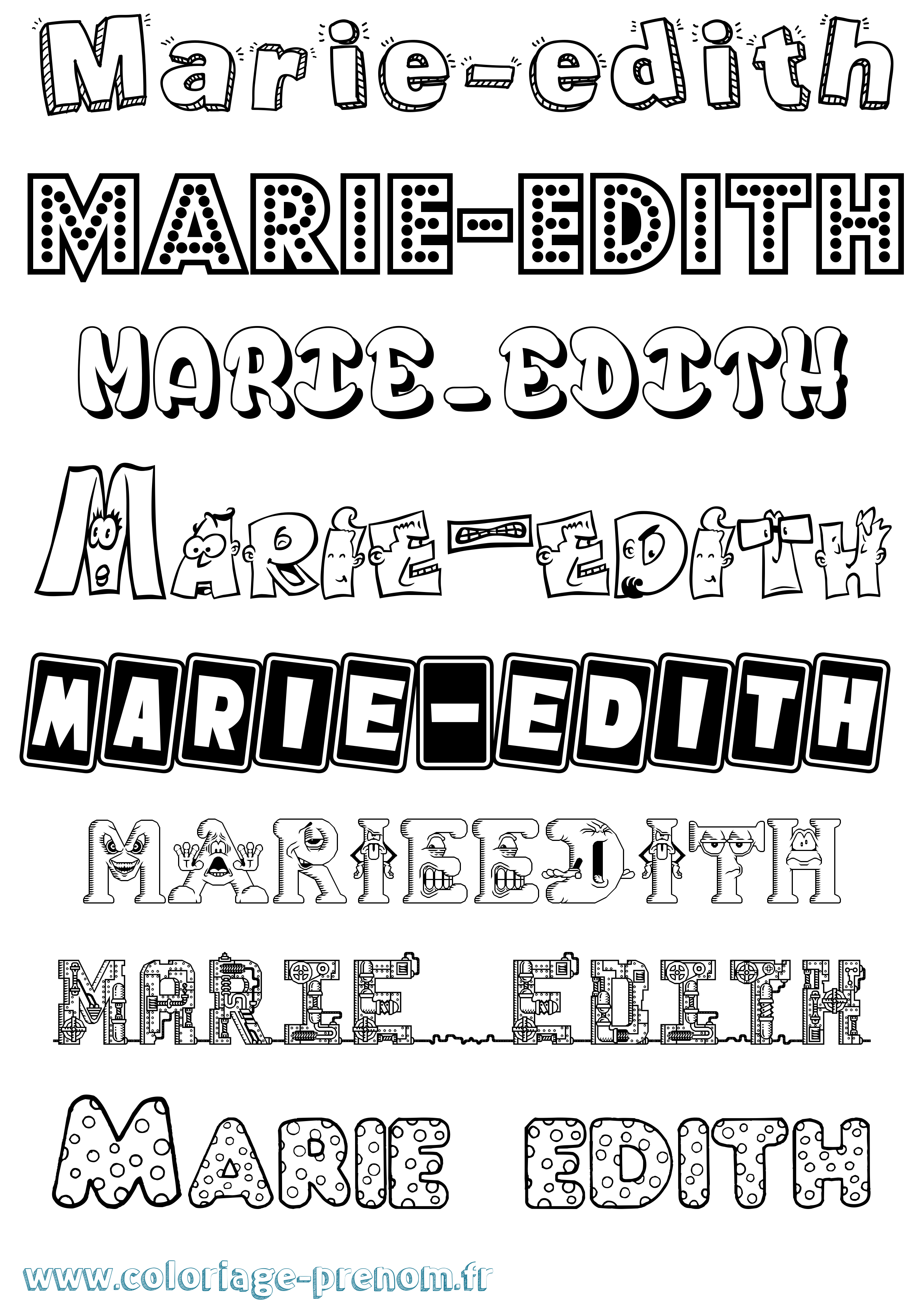 Coloriage Marie-Edith Fun Coloriage prénom Marie-Edith Fun