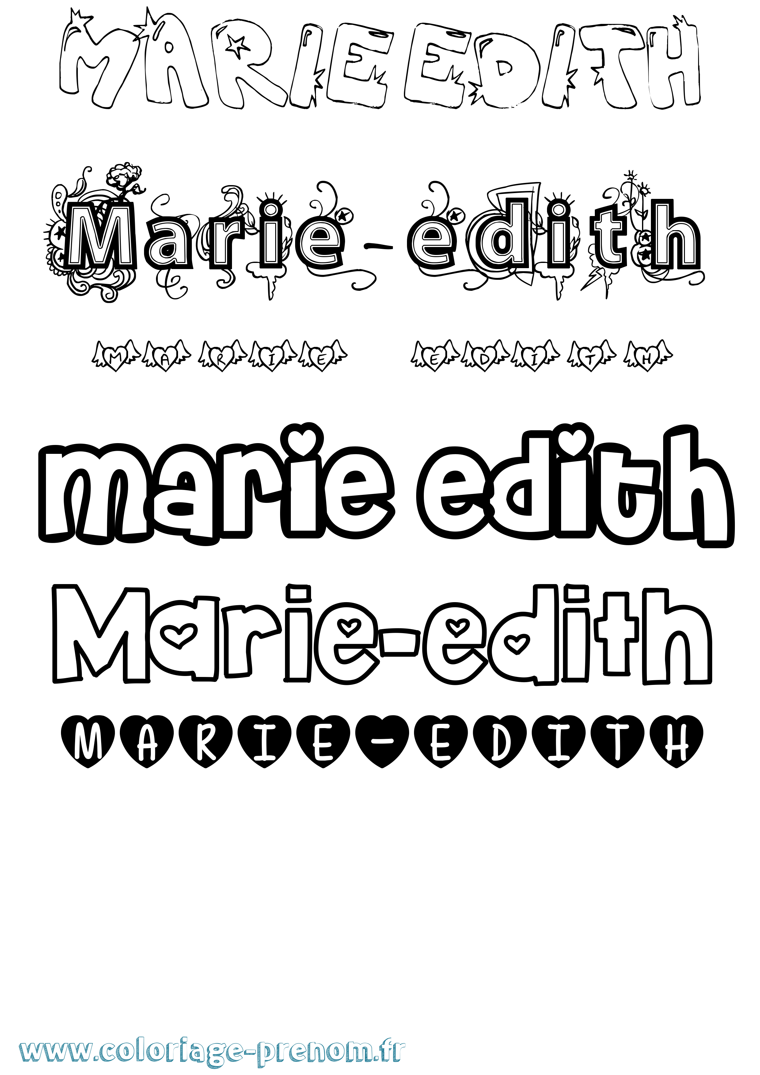 Coloriage Marie-Edith Girly Coloriage prénom Marie-Edith Girly