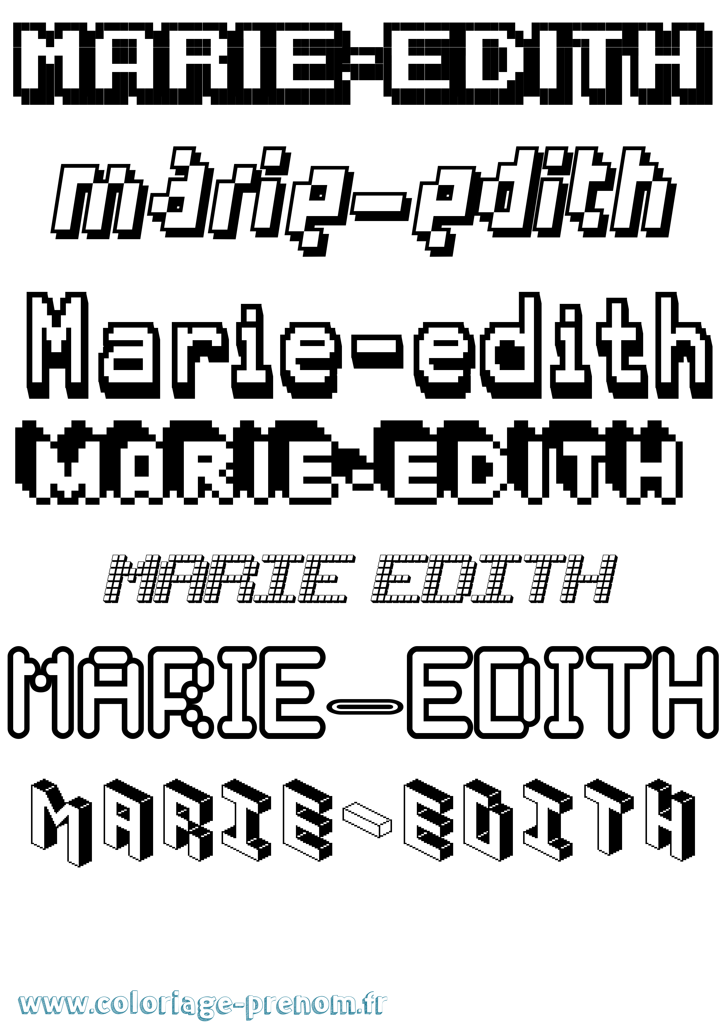 Coloriage Marie-Edith Pixel Coloriage prénom Marie-Edith Pixel