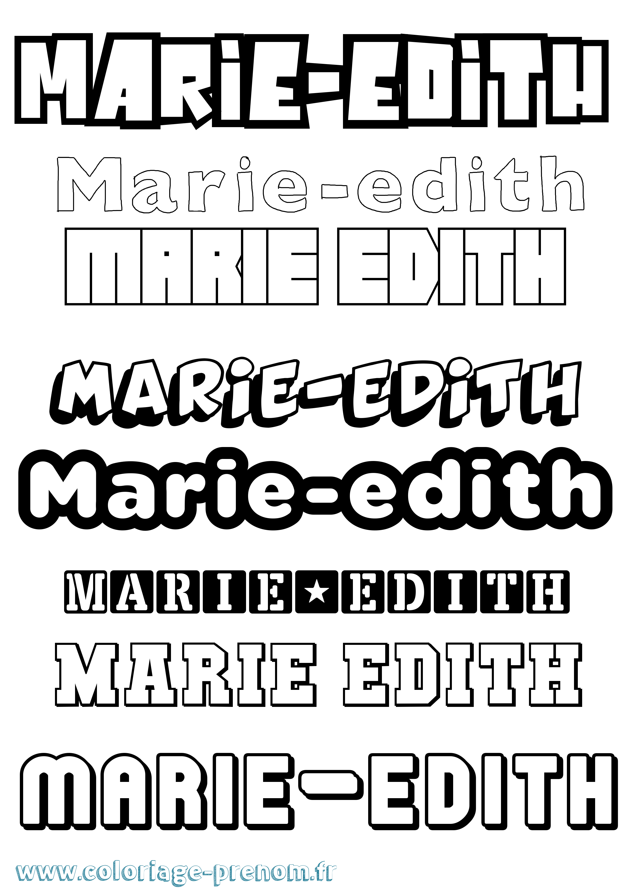 Coloriage Marie-Edith Simple Coloriage prénom Marie-Edith Simple