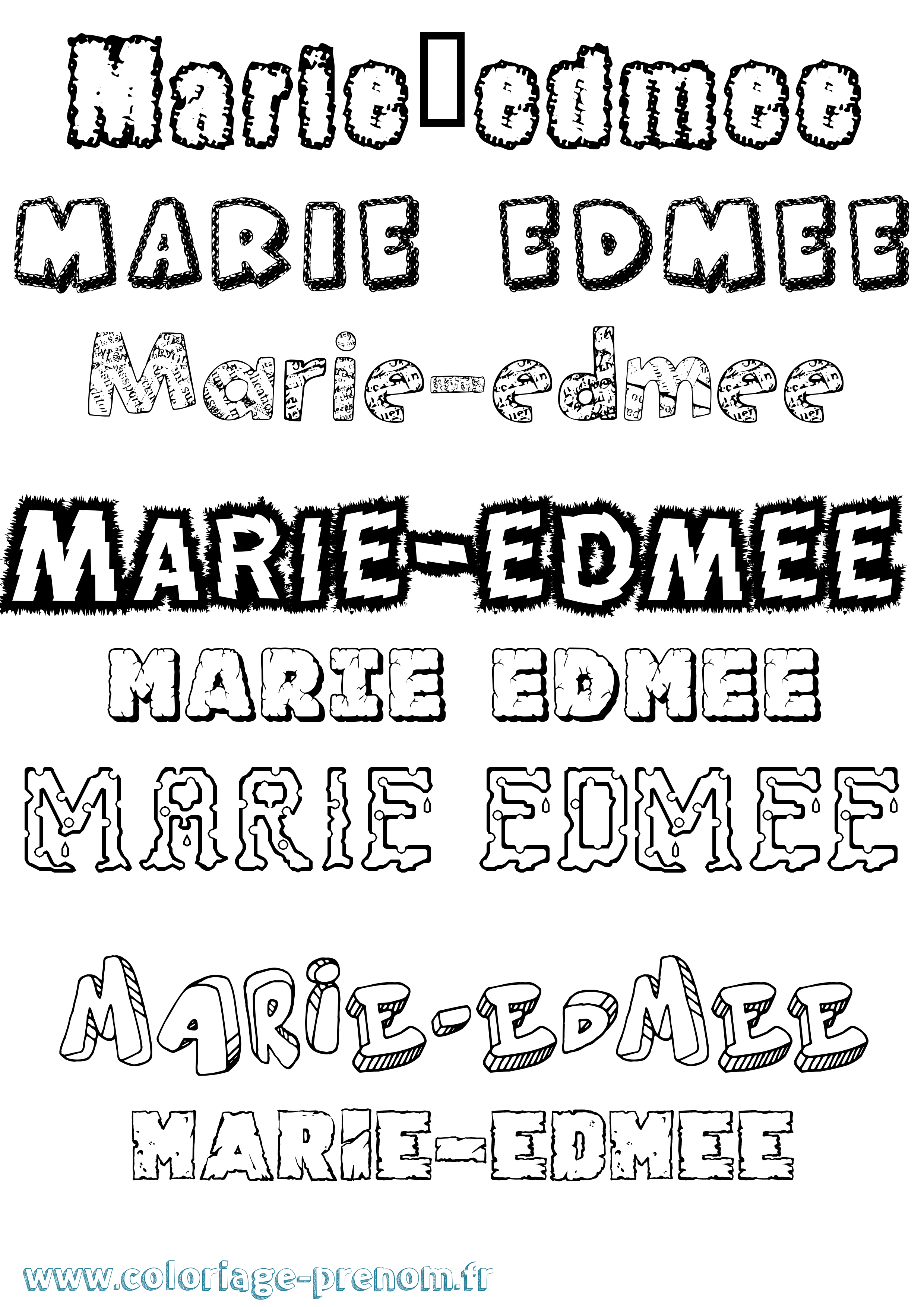 Coloriage Marie-Edmee Destructuré Coloriage prénom Marie-Edmee Destructuré