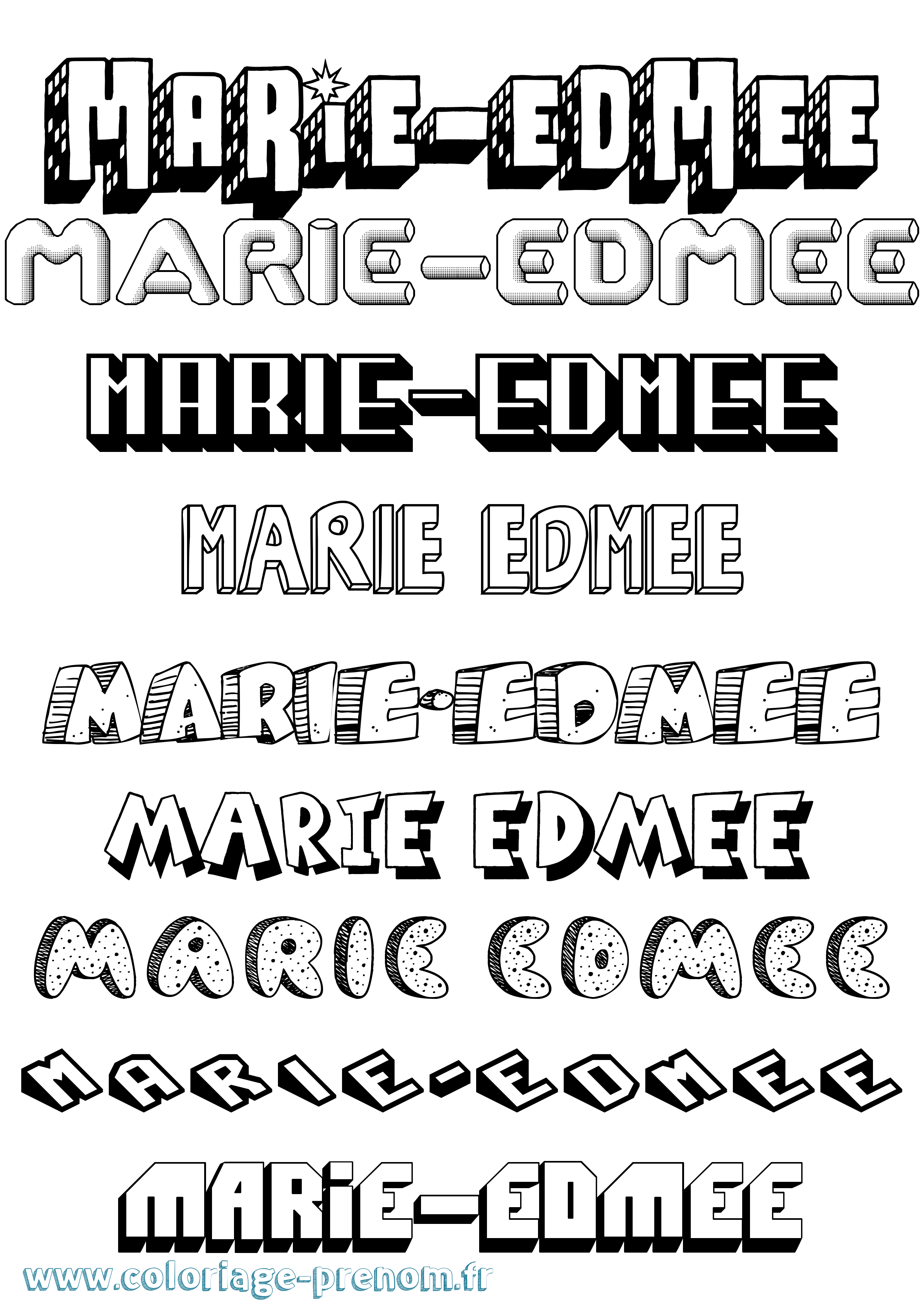 Coloriage Marie-Edmee Effet 3D Coloriage prénom Marie-Edmee Effet 3D