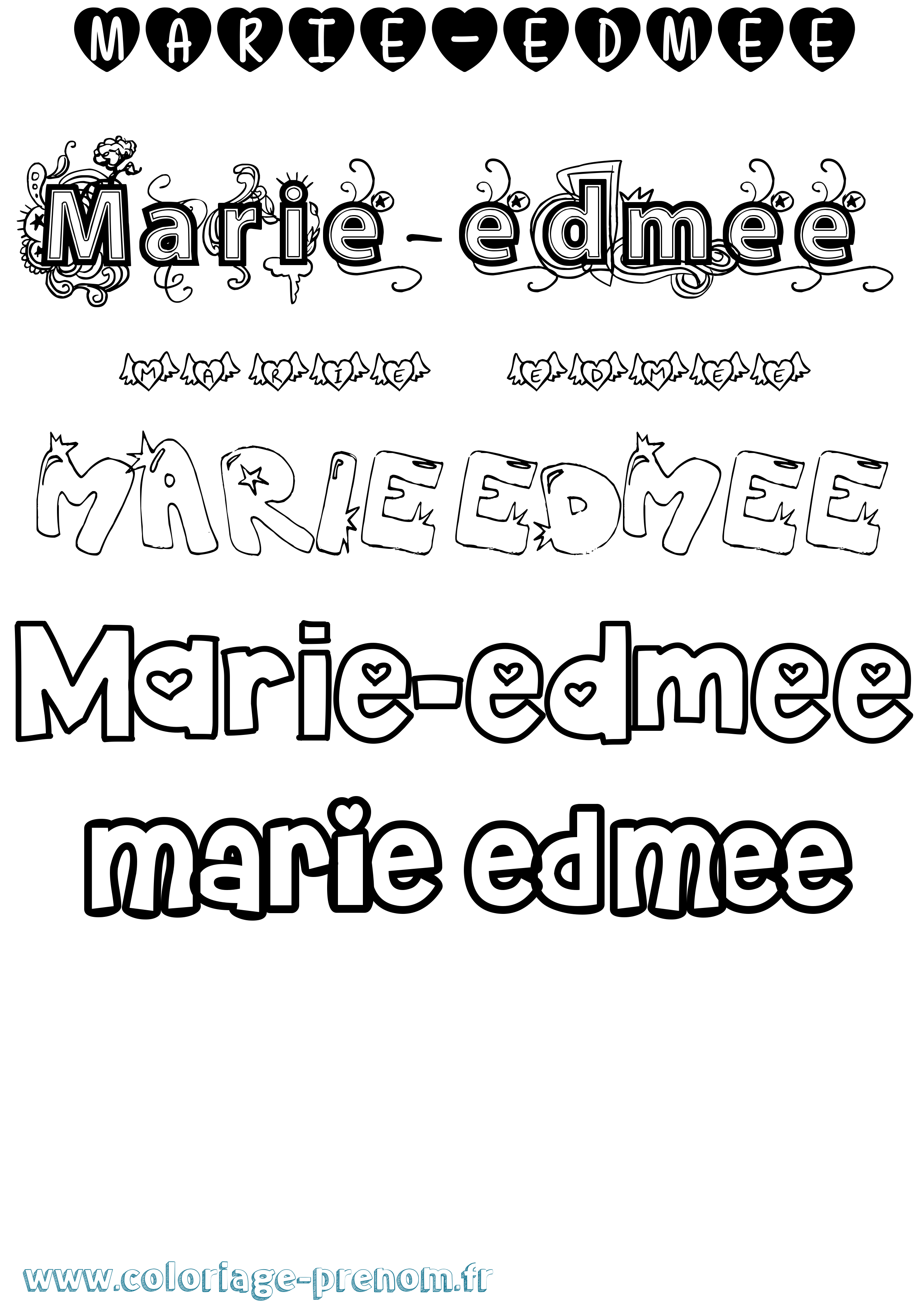 Coloriage Marie-Edmee Girly Coloriage prénom Marie-Edmee Girly