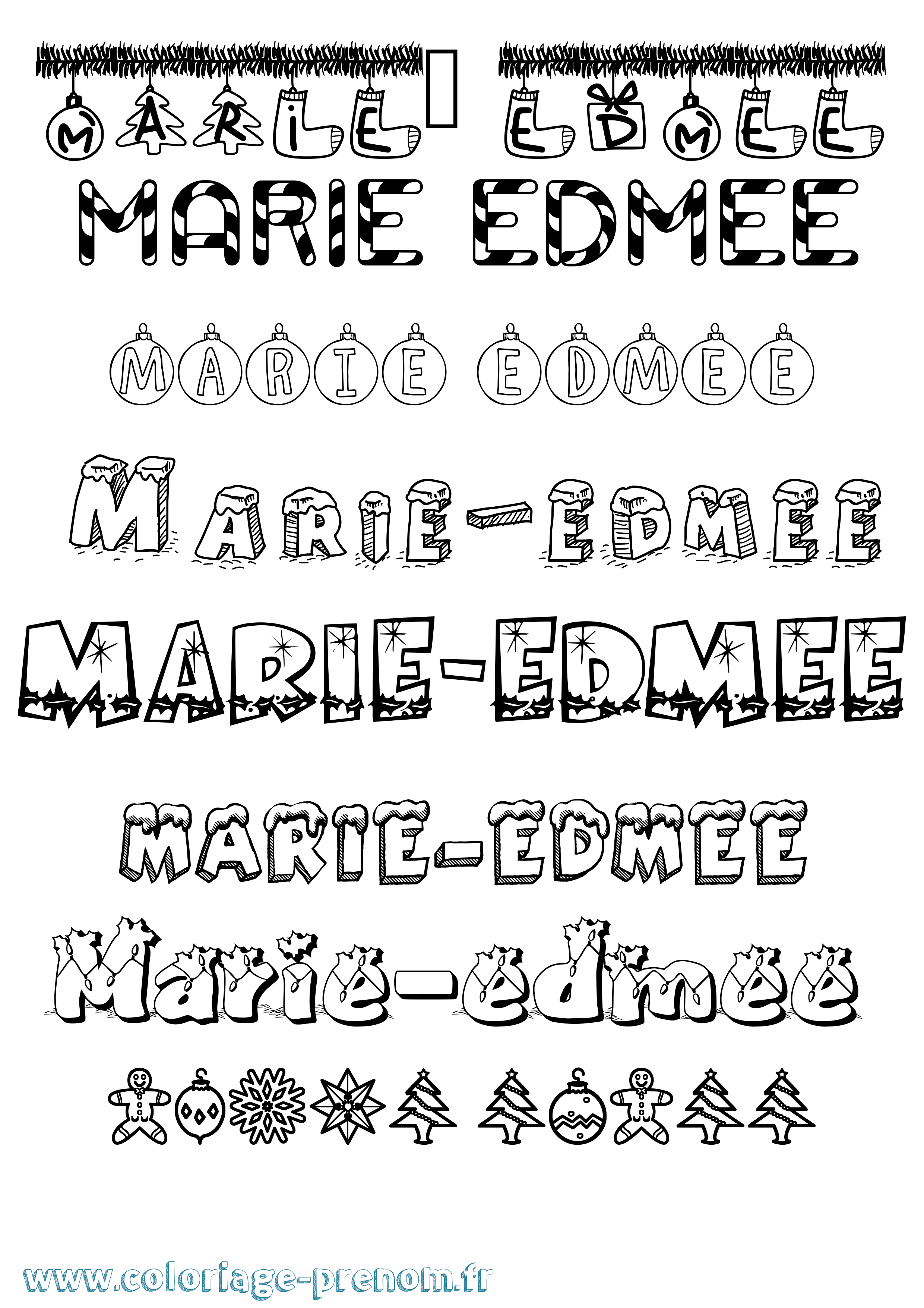 Coloriage Marie-Edmee Noël Coloriage prénom Marie-Edmee Noël