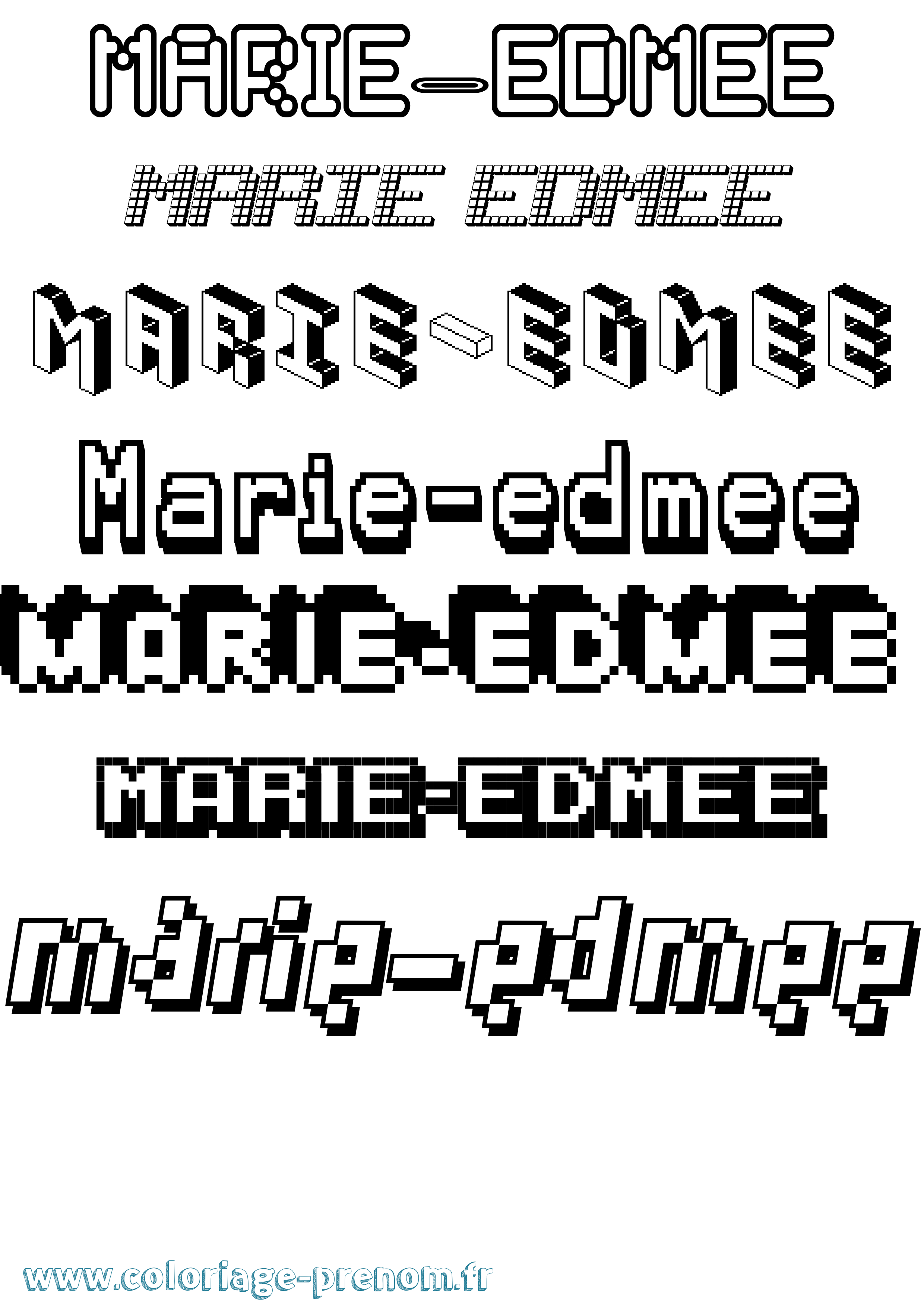 Coloriage Marie-Edmee Pixel Coloriage prénom Marie-Edmee Pixel
