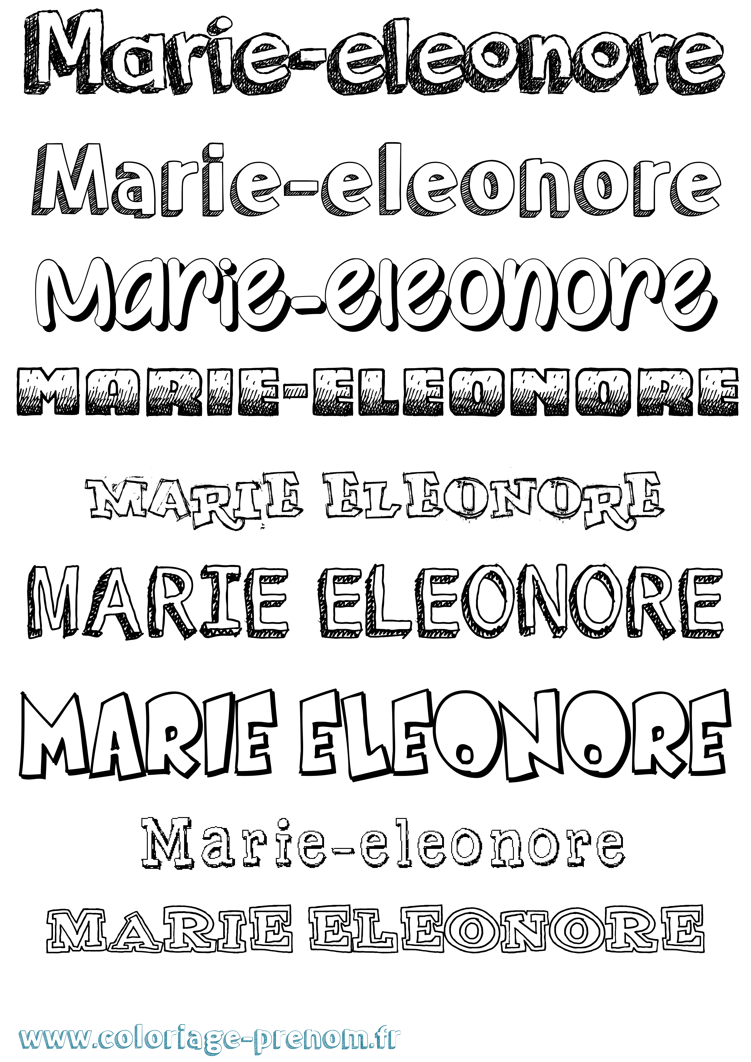 Coloriage Marie-Eleonore Dessiné Coloriage prénom Marie-Eleonore Dessiné