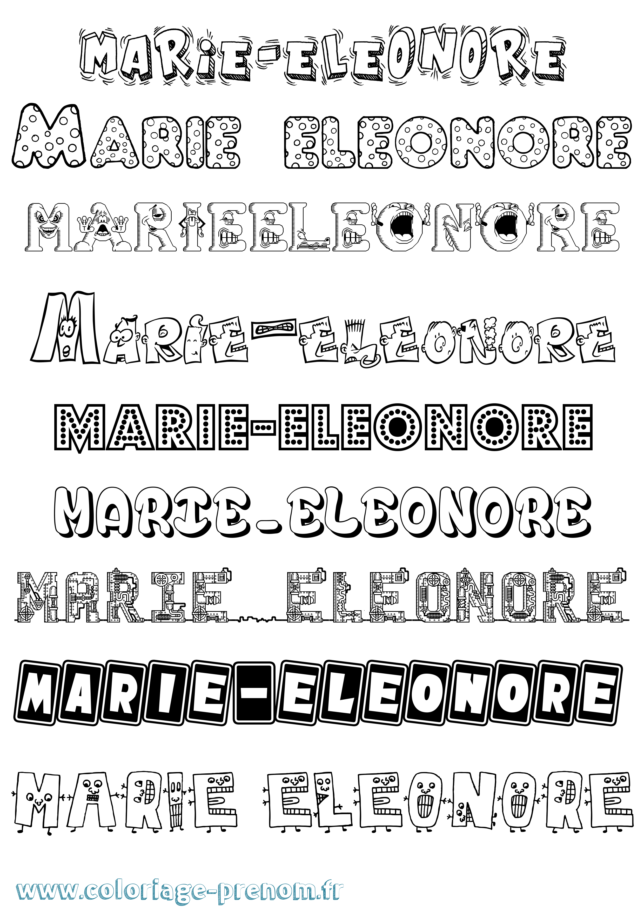 Coloriage Marie-Eleonore Fun Coloriage prénom Marie-Eleonore Fun